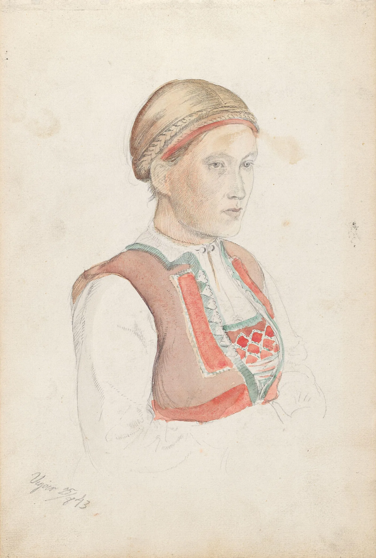 Kvinne I Halvfigur Vikoy Wall Art by Adolph Tidemand - Canvas Print