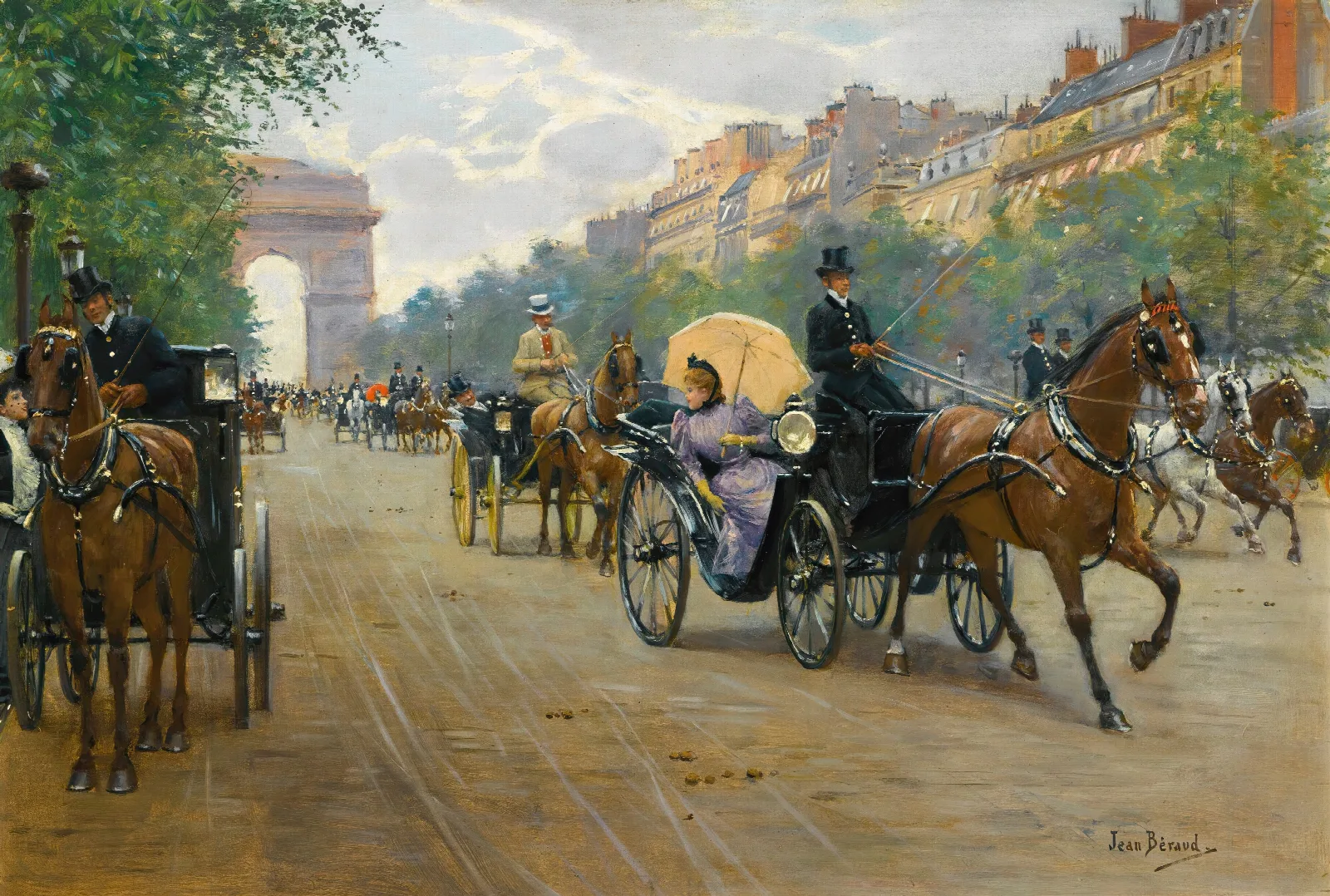 Scene Sur Les Champs Elysees Wall Art by Jean Béraud - Canvas Print