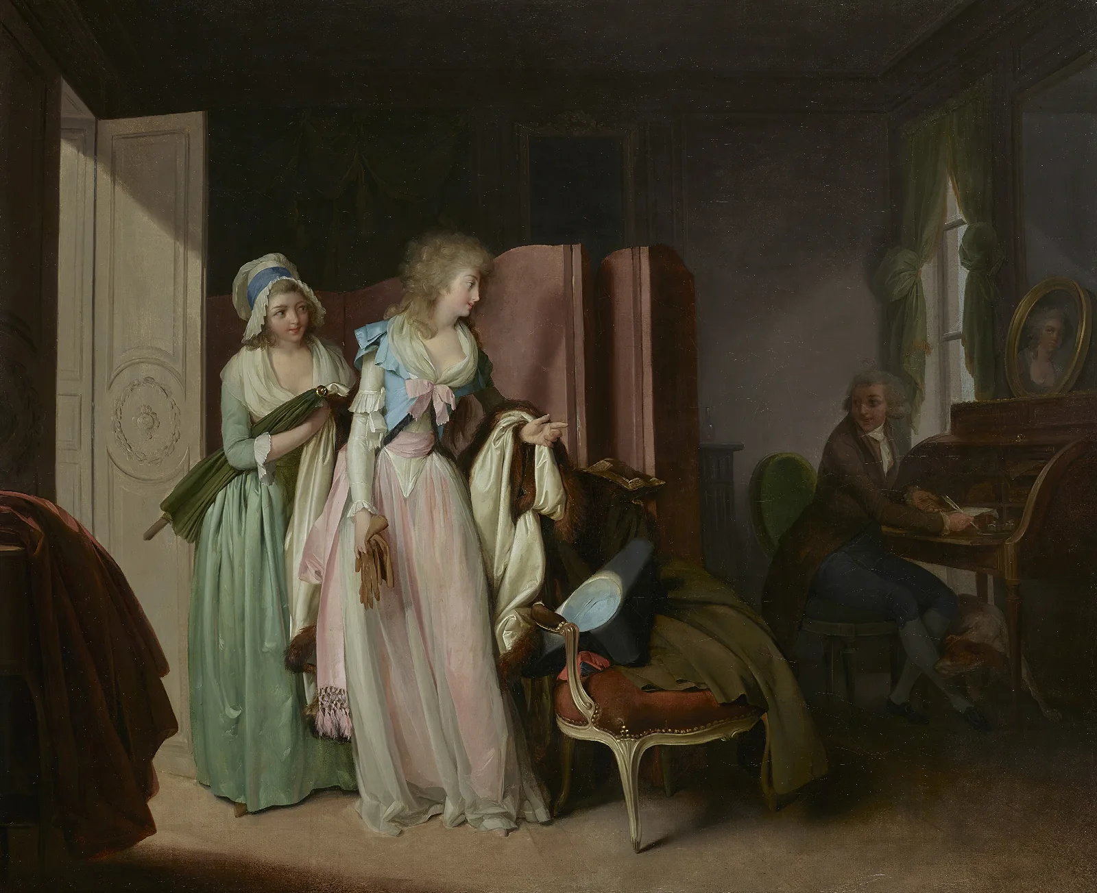 La Visite Rendue The Visit Returned Wall Art by Louis-Léopold Boilly - Canvas Print