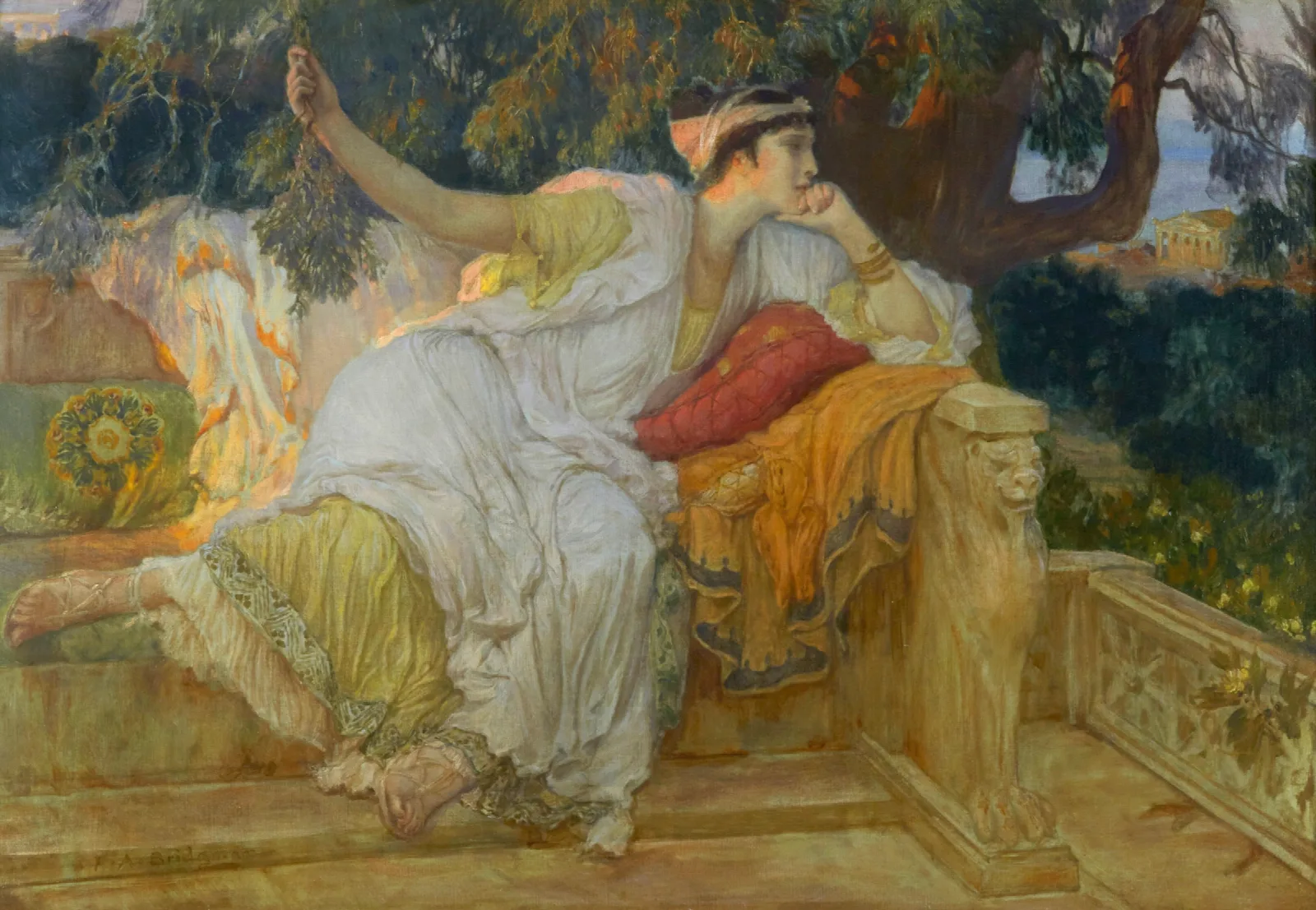 A Grecian Lady Wall Art by Frederick Arthur Bridgman - Canvas Print
