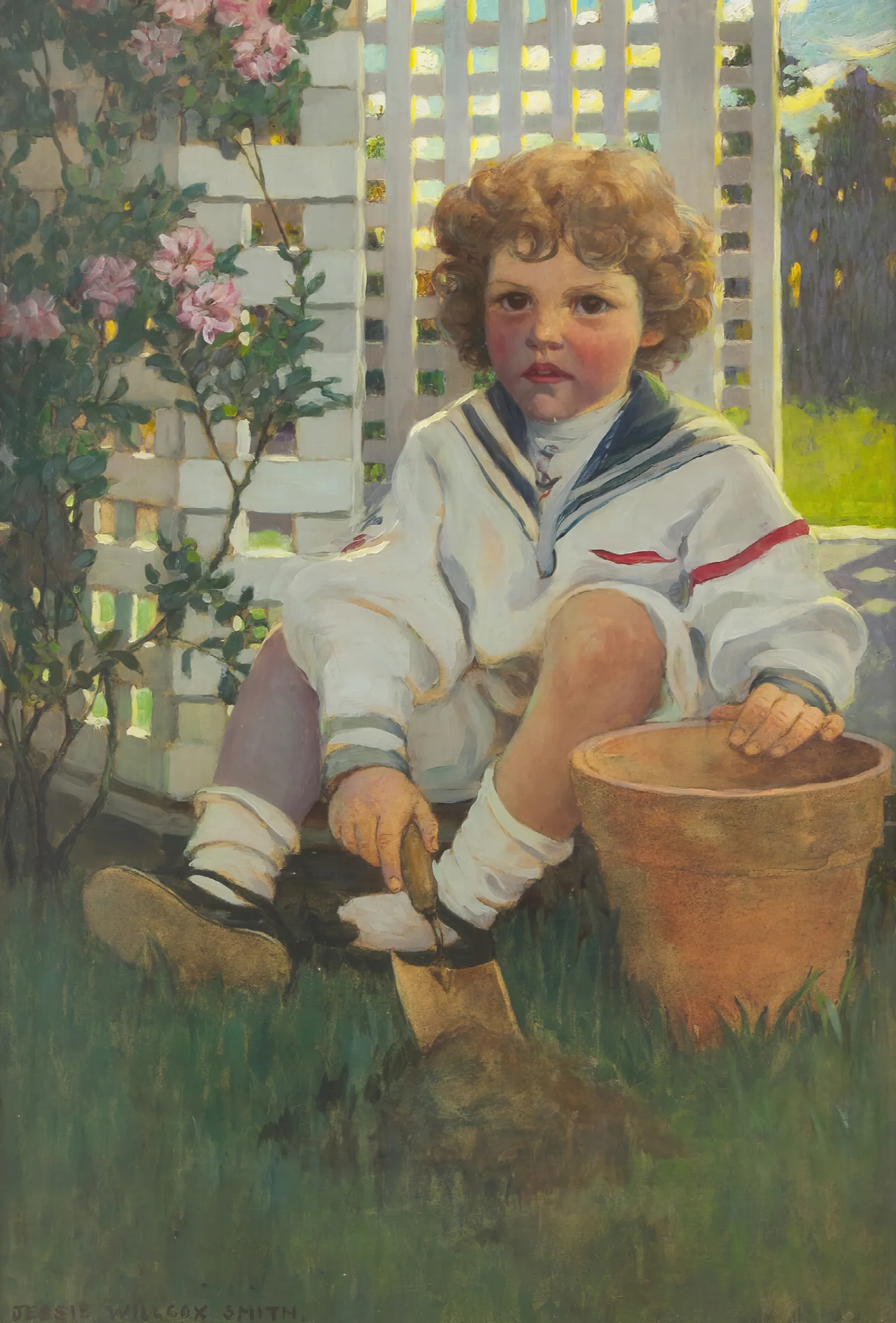 The Little Gardener Portrait Of Edward Morris Davis Iii Wall Art by Jessie Willcox Smith - Canvas Print