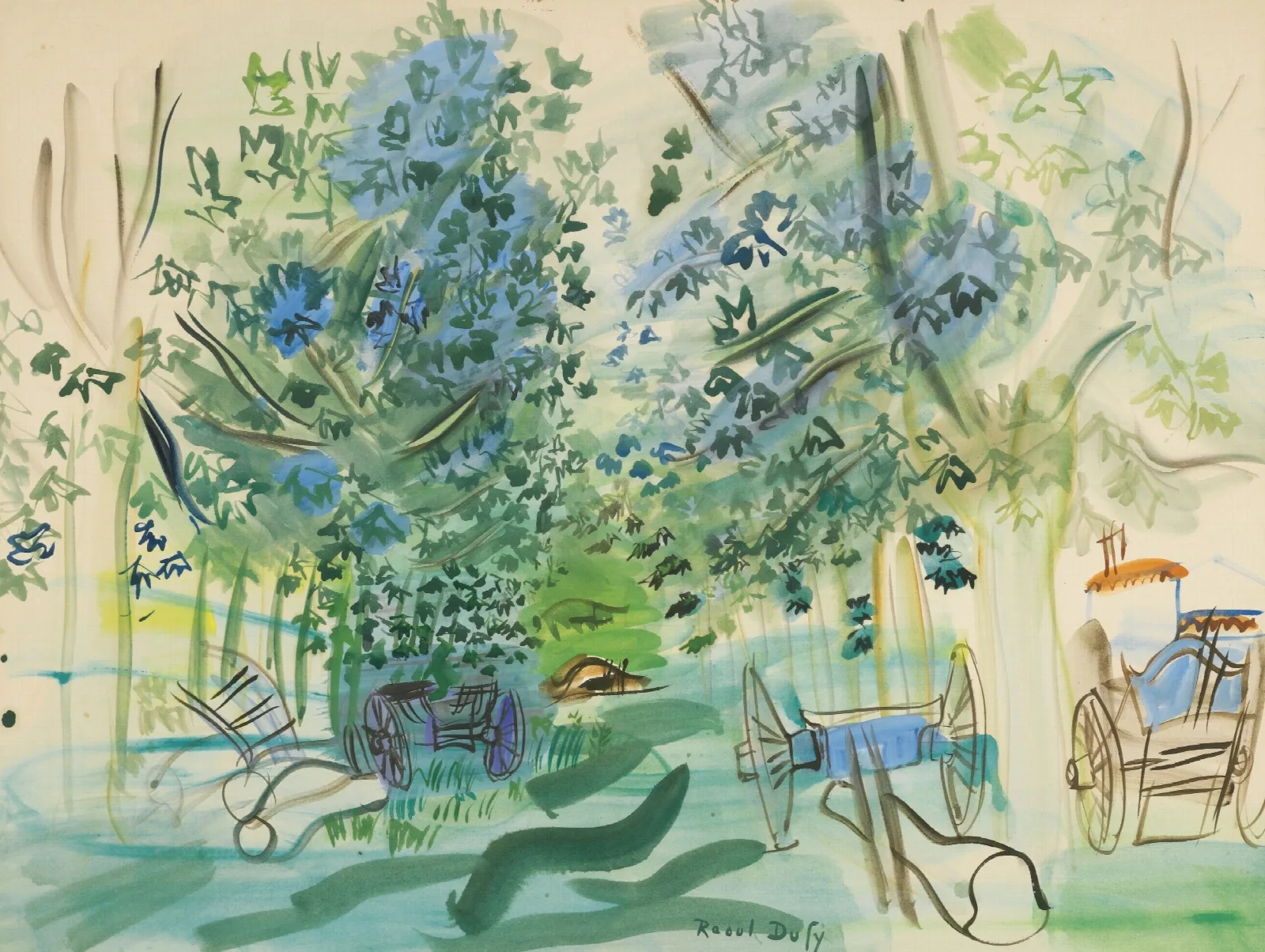 Les Charrettes A Montsaunes Wall Art by Raoul Dufy - Canvas Print