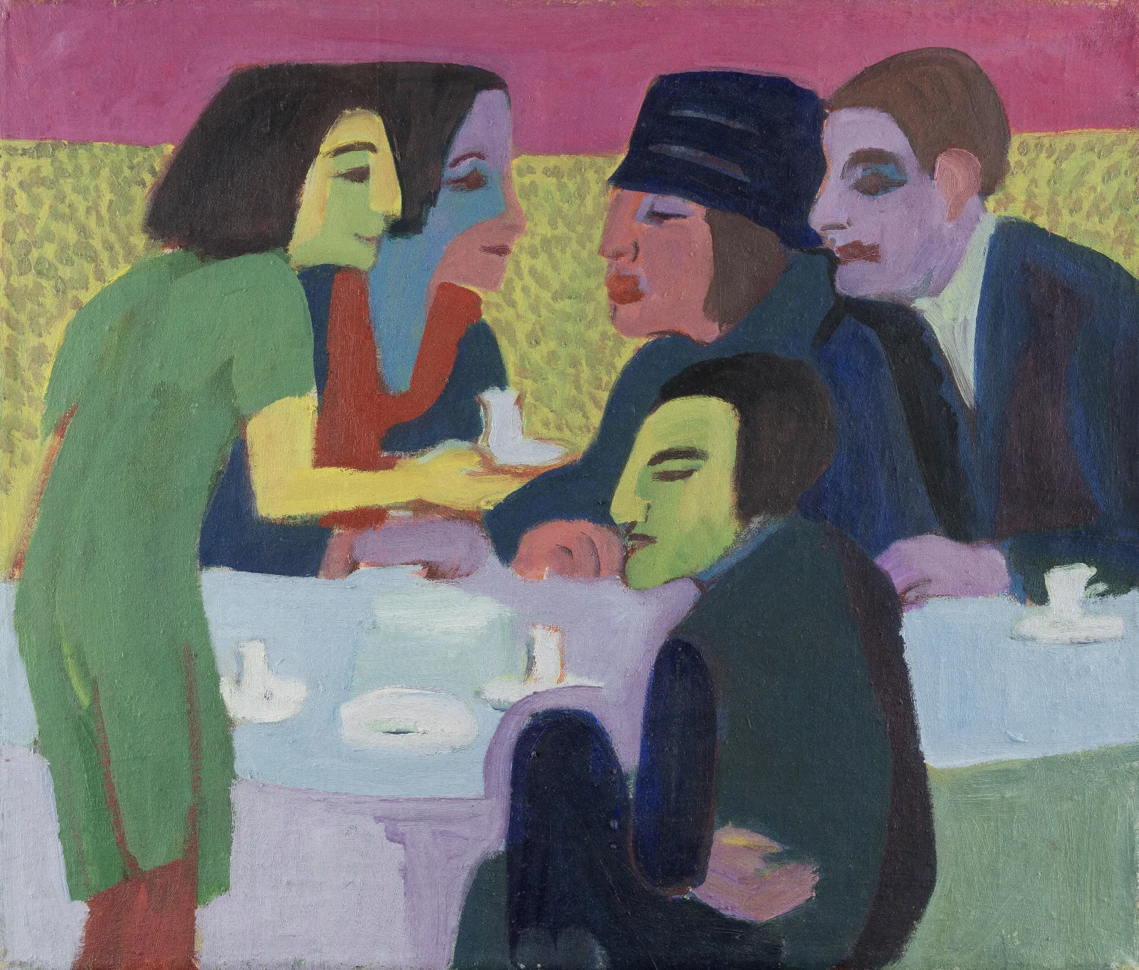 Scene At A Cafe 2 Wall Art by Ernst Ludwig Kirchner - Canvas Print