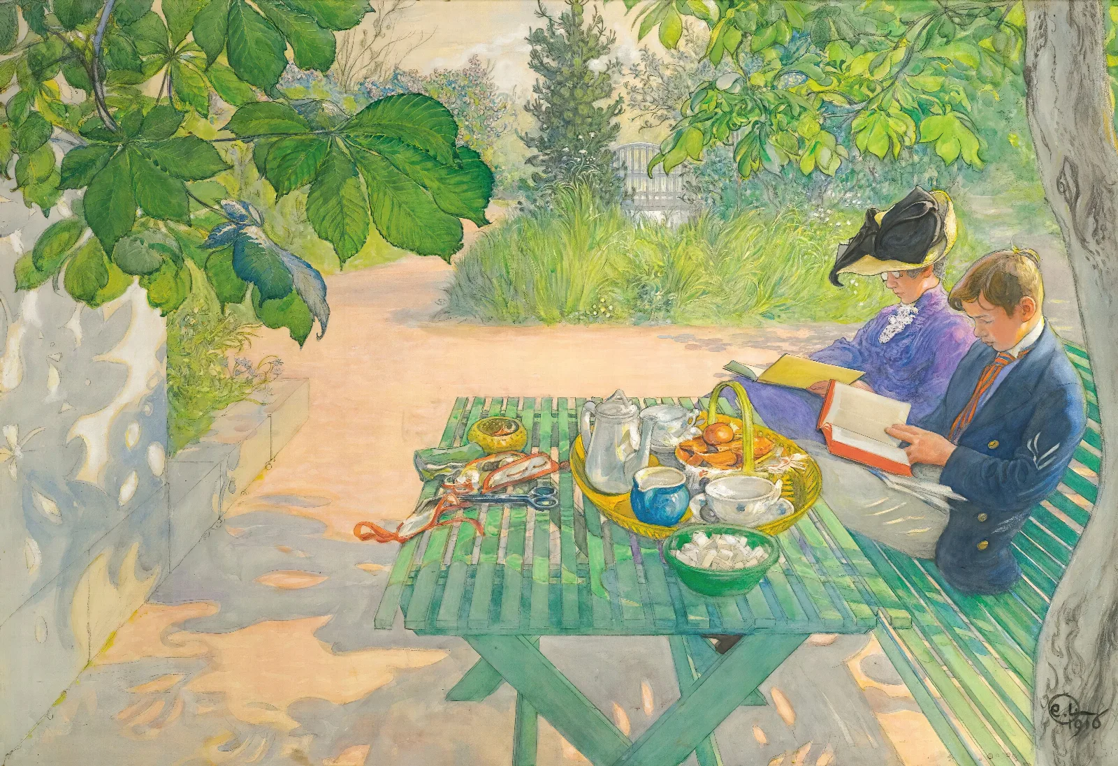 Holiday Reading Wall Art by Carl Larsson - Canvas Print