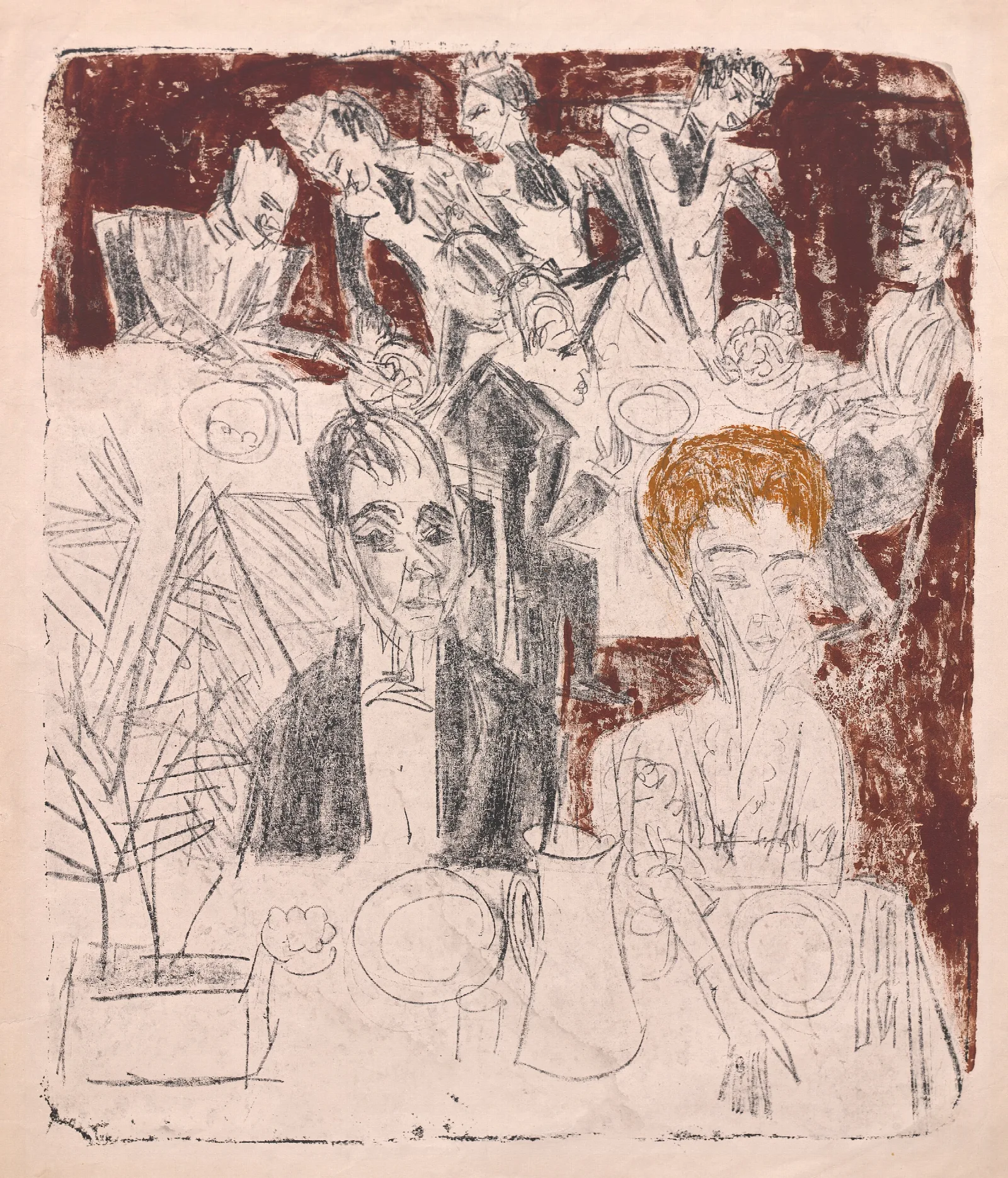 At The Table 2 Wall Art by Ernst Ludwig Kirchner - Canvas Print