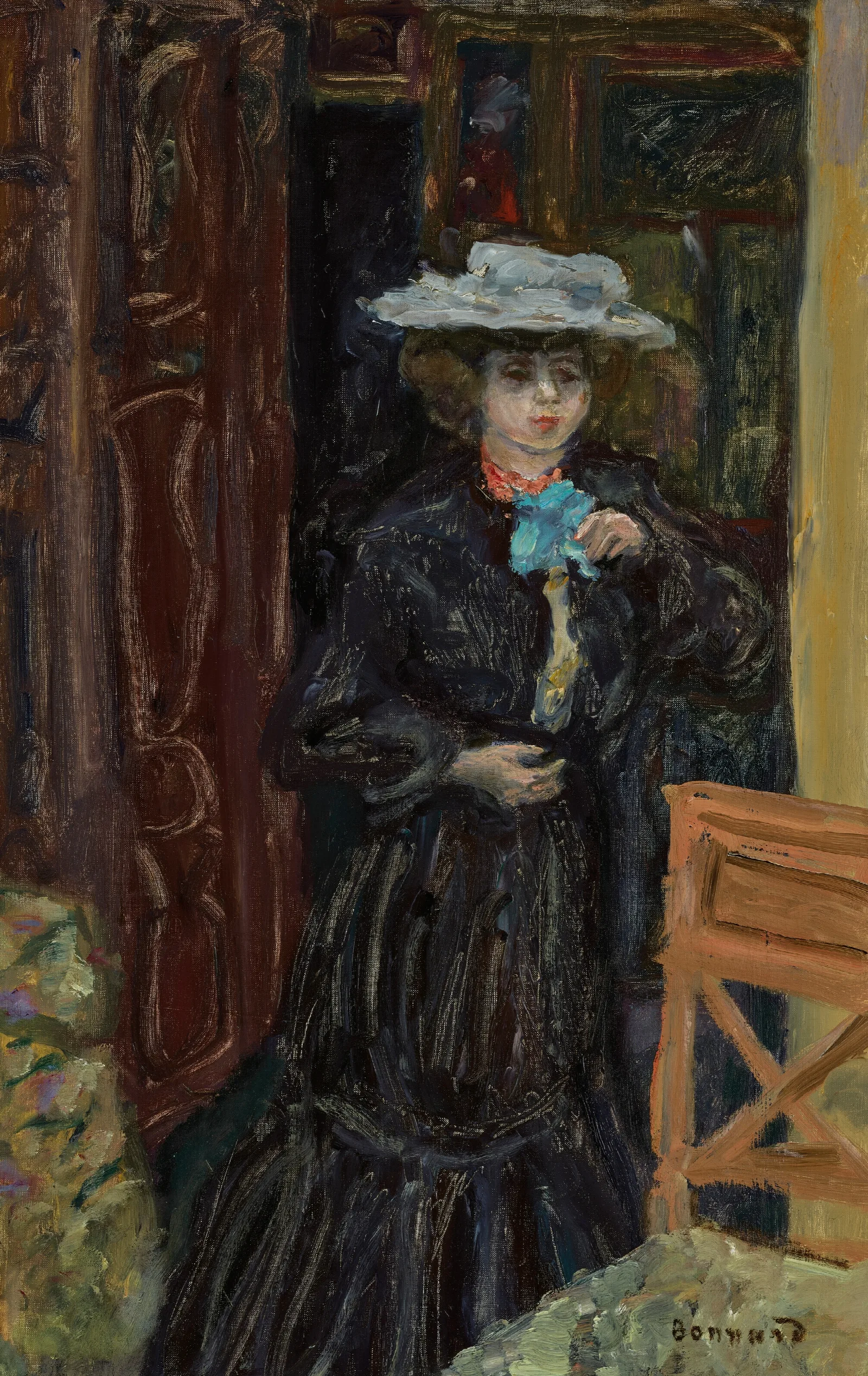 Marthe Au Chapeau Blanc Wall Art by Pierre Bonnard - Canvas Print