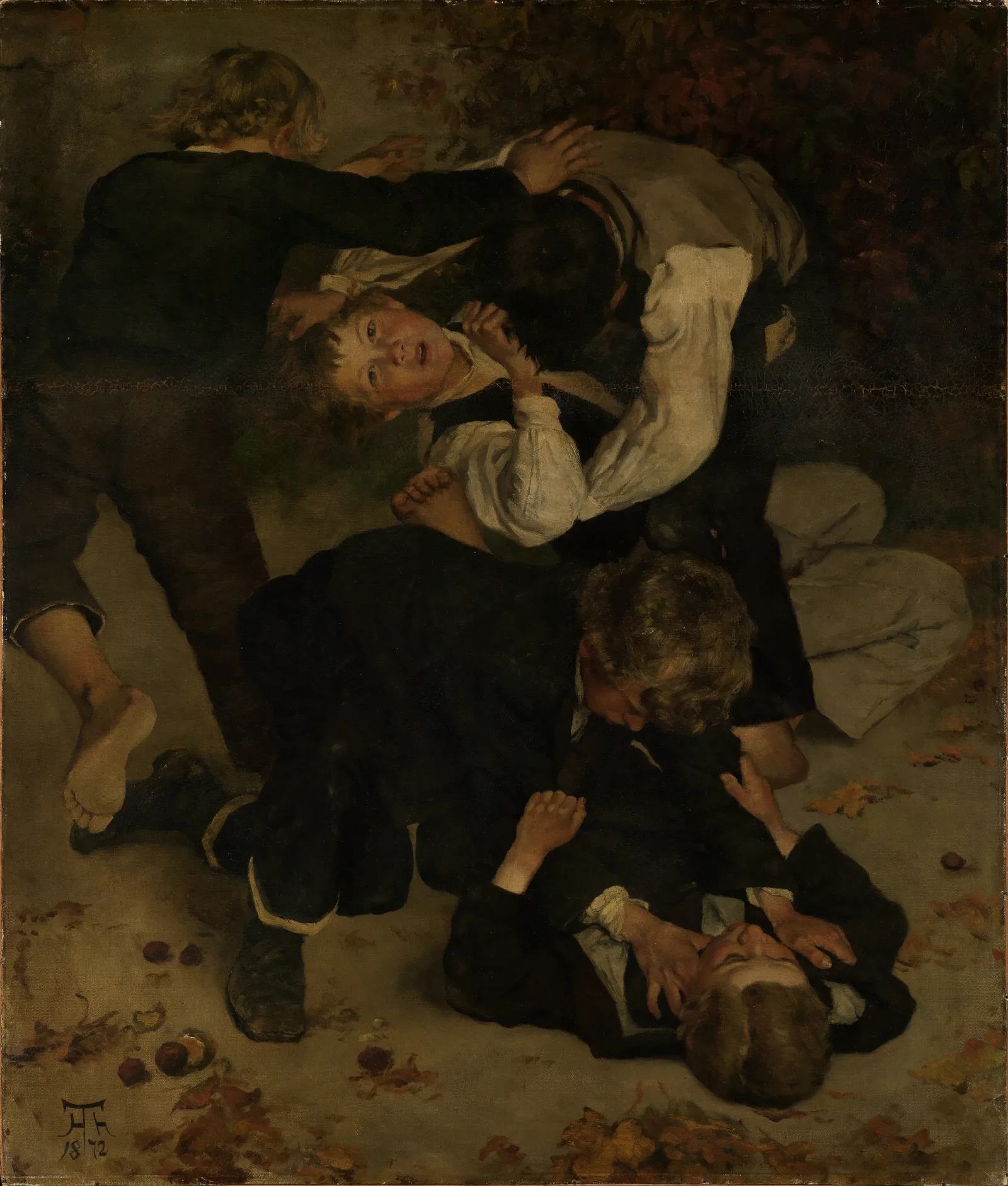 Raufende Buben Wall Art by Hans Thoma - Canvas Print