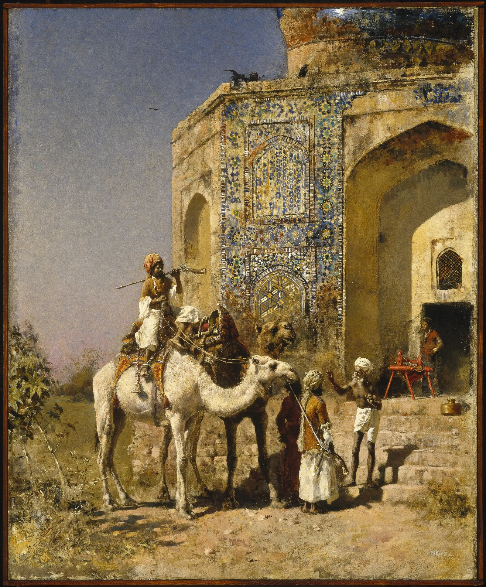 The Old Blue Tiled Mosque Outside Of Delhi India Wall Art by Edwin Lord Weeks - Canvas Print