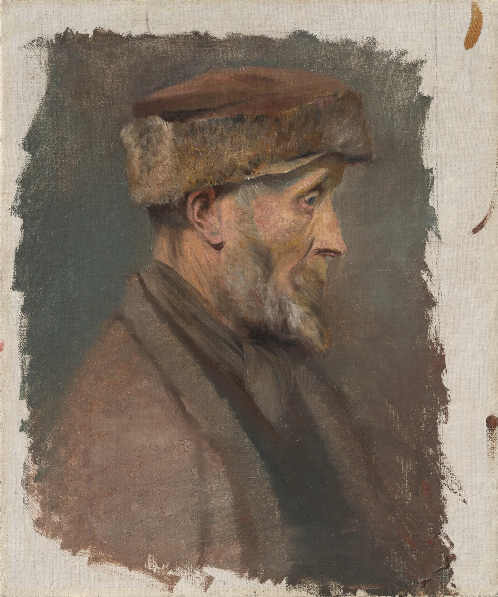 Study Of A Poor Old Man In A Fur Cap Wall Art by Ladislav Mednyánszky - Canvas Print