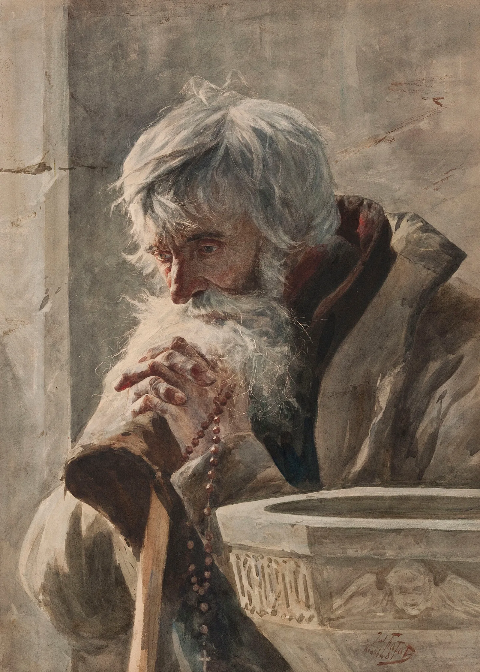Old Man In Narthex Wall Art by Julian Falat - Canvas Print