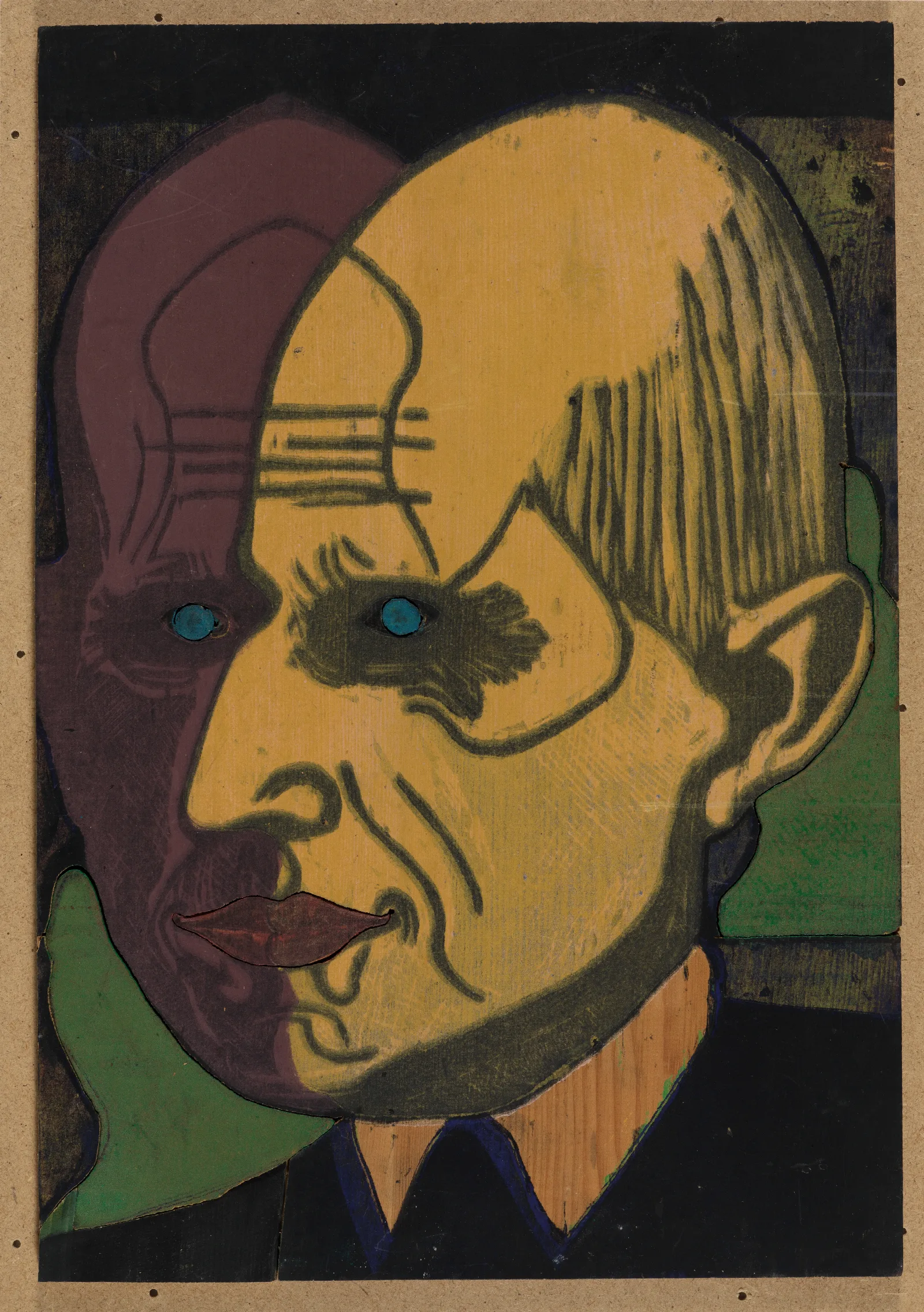 Kopf Dr Bauer Farbstock Ii Wall Art by Ernst Ludwig Kirchner - Canvas Print