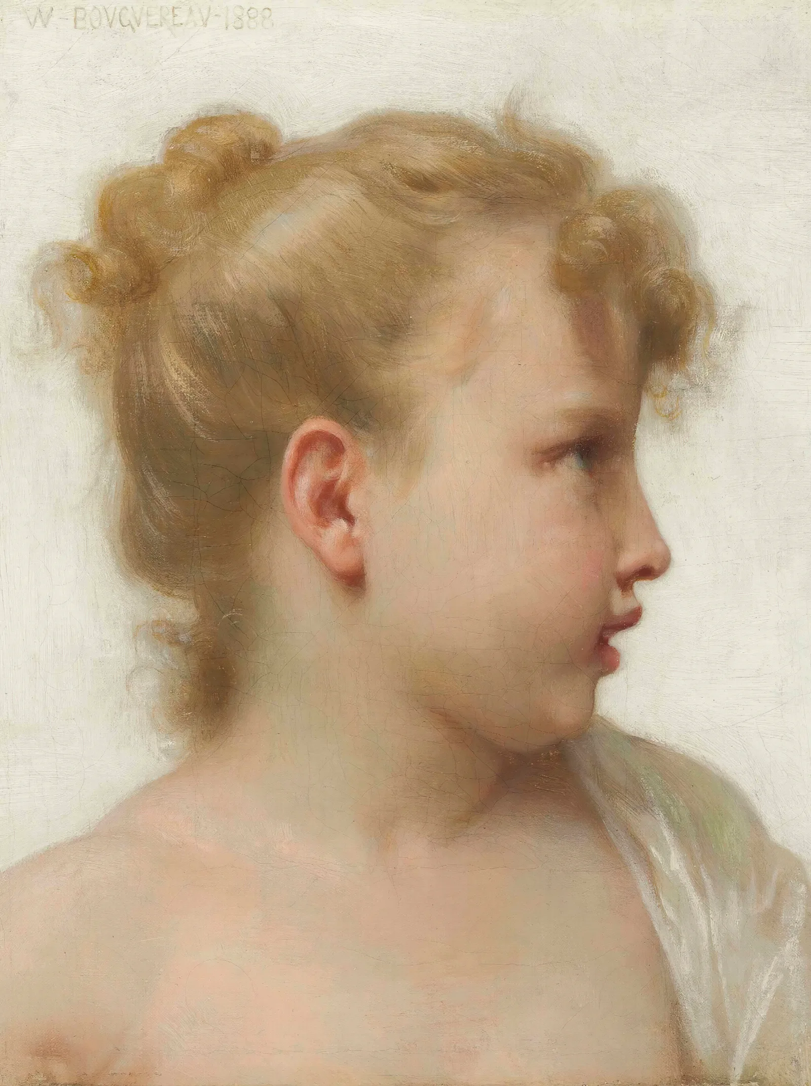 Etude Tete De Petite Fille Visage De Profil Wall Art by William Bouguereau - Canvas Print