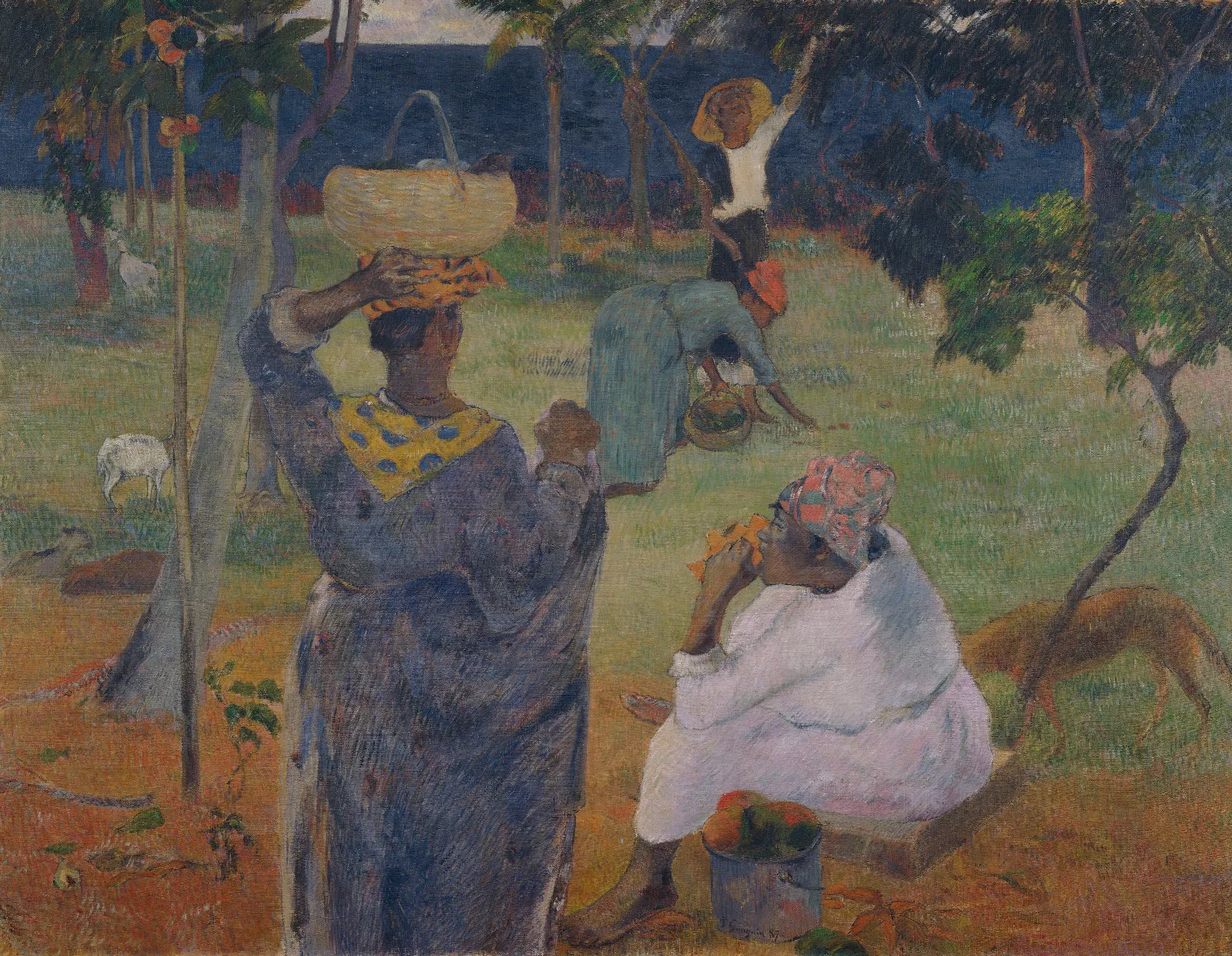 Among The Mangoes At Martinique Wall Art by Paul Gauguin - Canvas Print