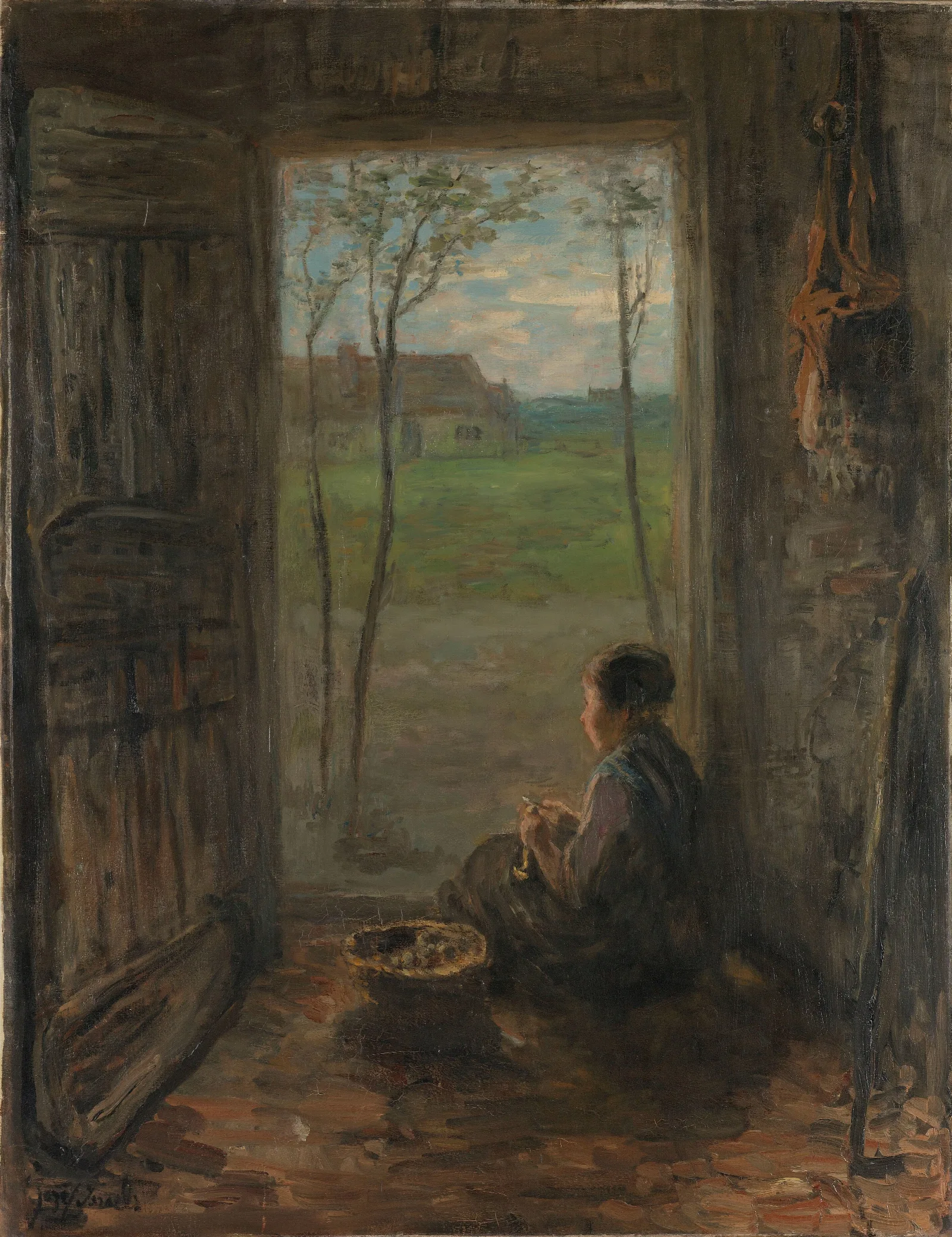 A Laren Scene Wall Art by Jozef Israëls - Canvas Print