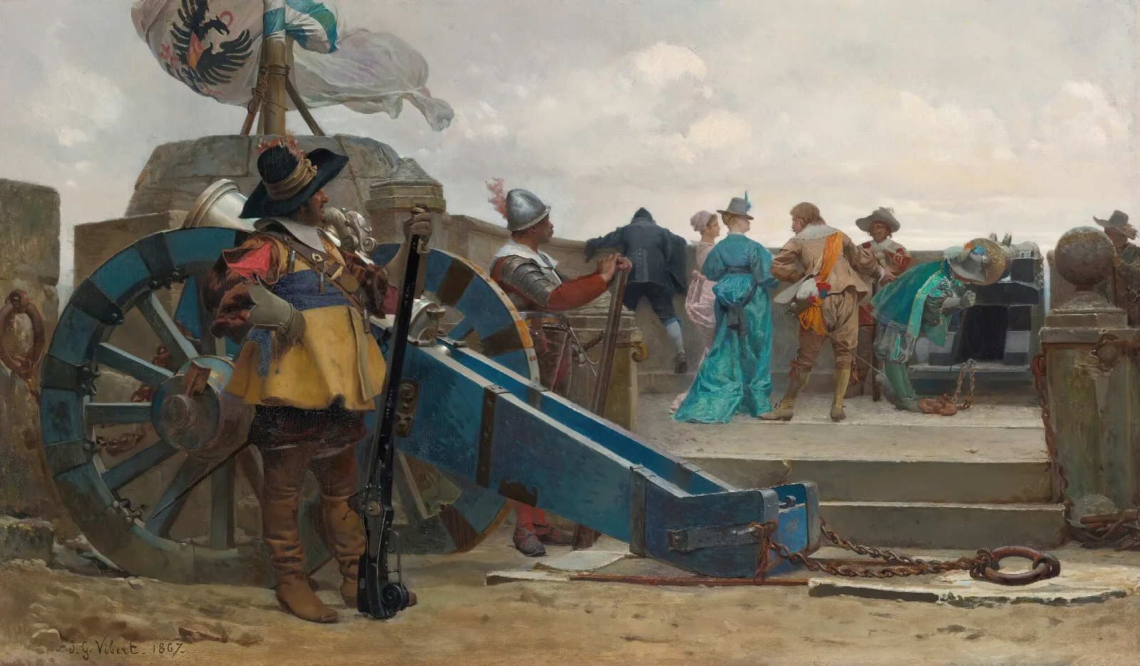 On The Ramparts Wall Art by Jehan Georges Vibert - Canvas Print