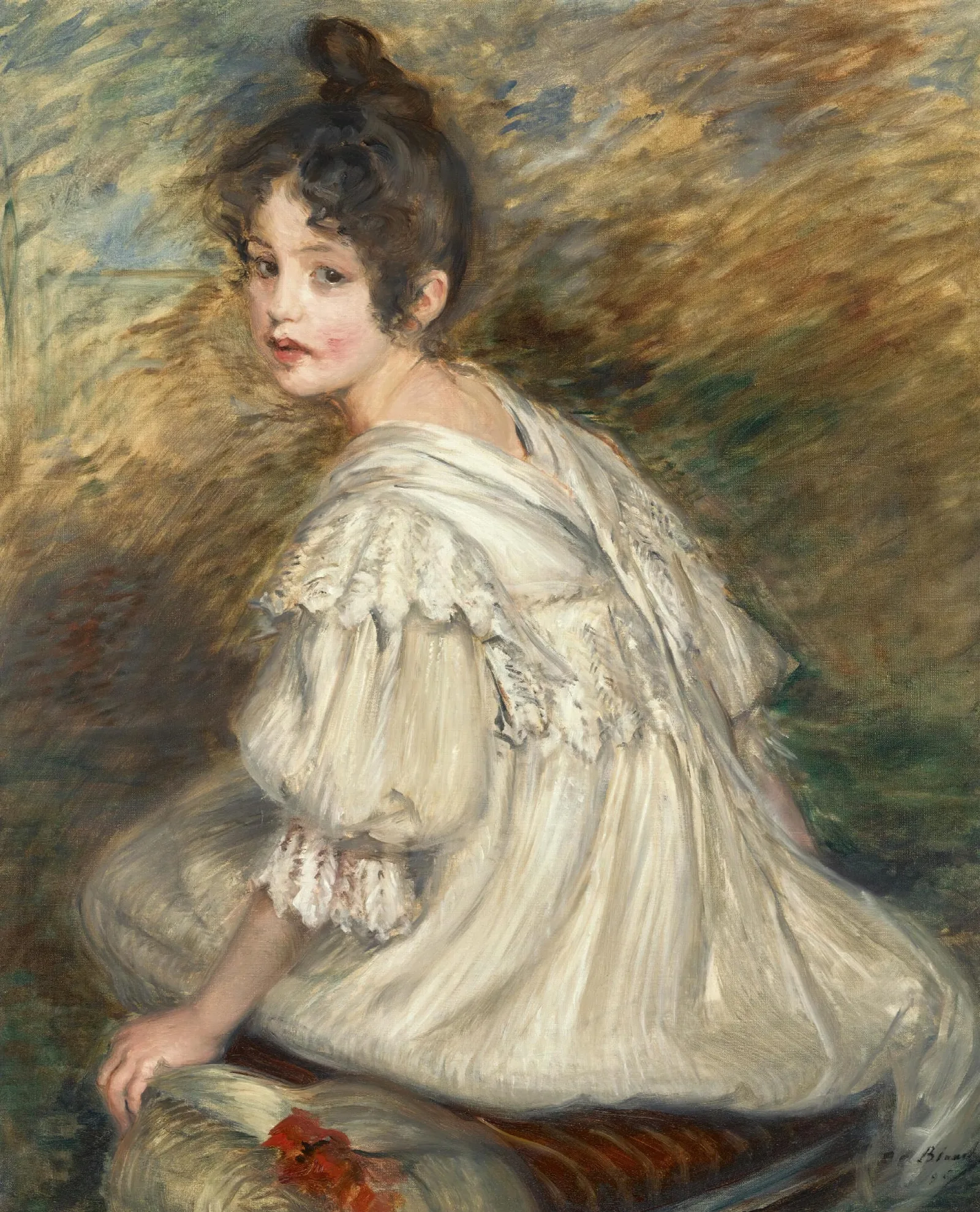 Fille A La Robe Blanche Wall Art by Jacques-Émile Blanche - Canvas Print
