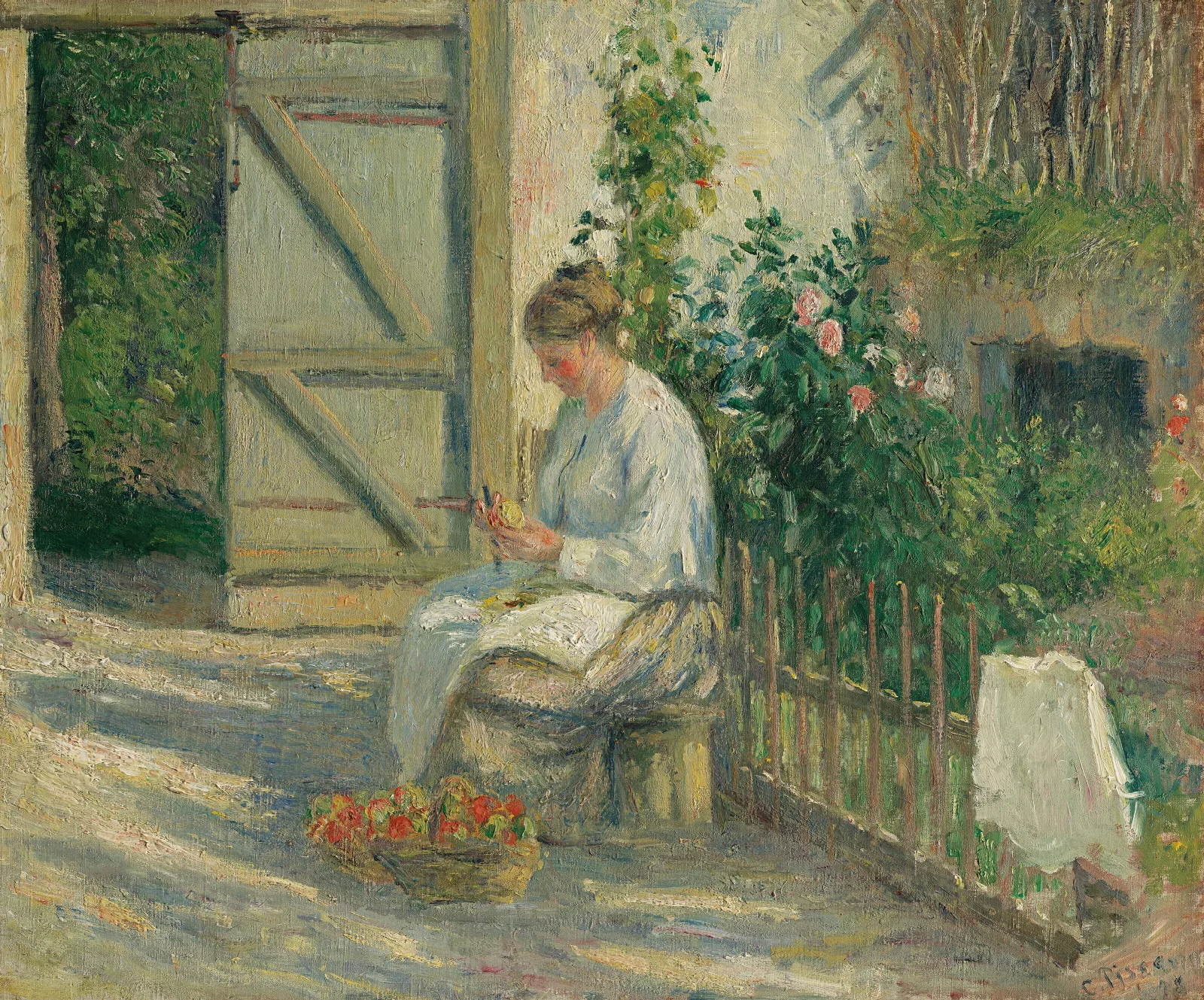 Julie Pissarro Epluchant Des Legumes 2 Wall Art by Camille Pissarro - Canvas Print
