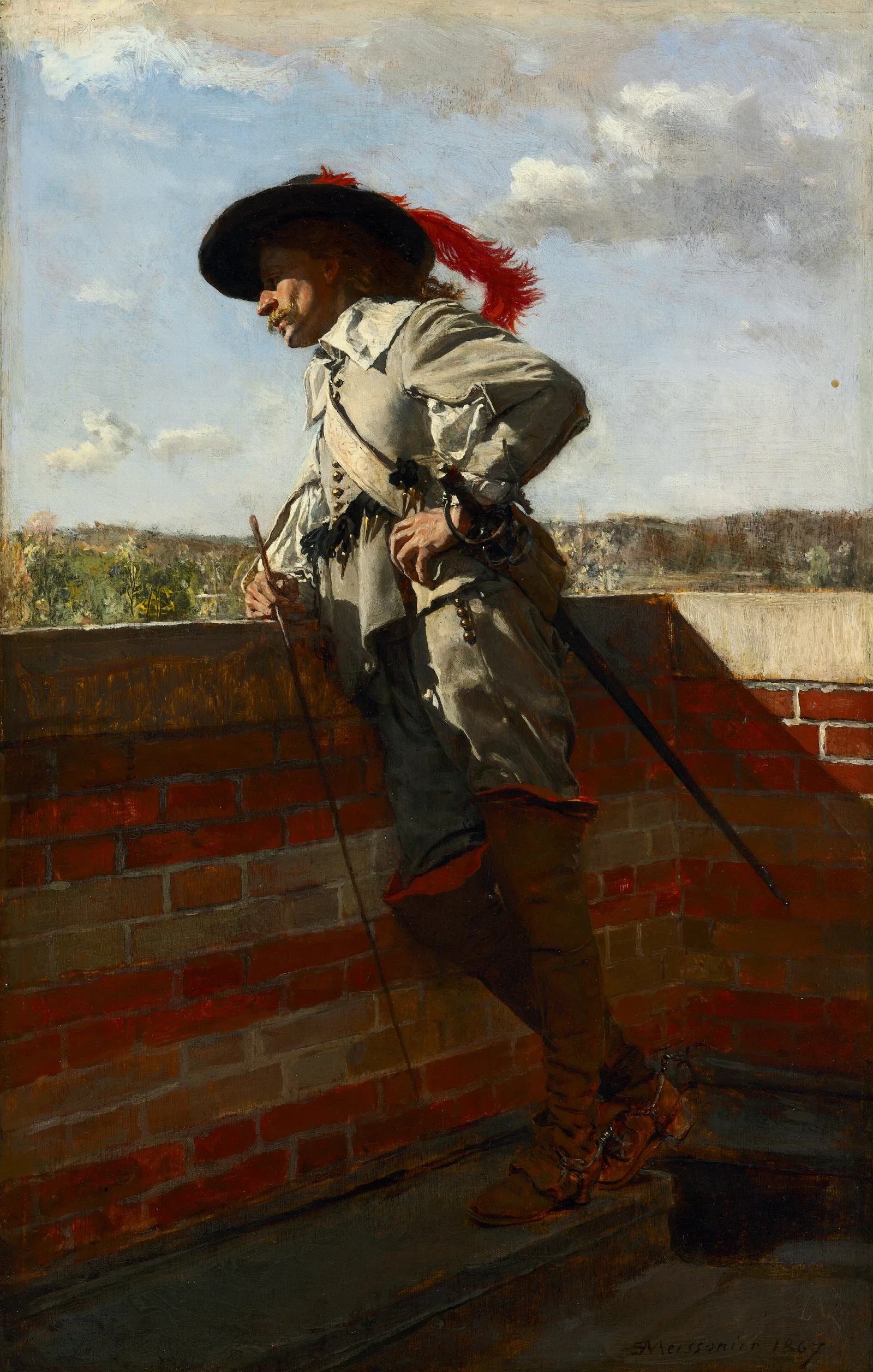 On A Terrace Wall Art by Ernest Meissonier - Canvas Print
