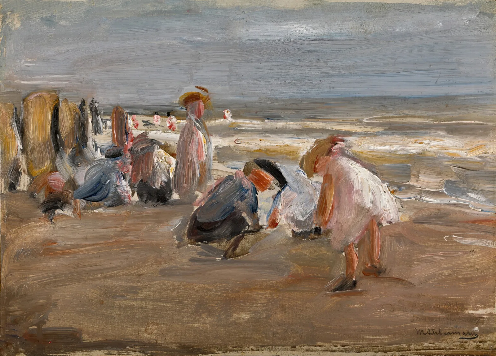 Spielende Kinder Am Strand Children Playing On The Beach Wall Art by Max Liebermann - Canvas Print
