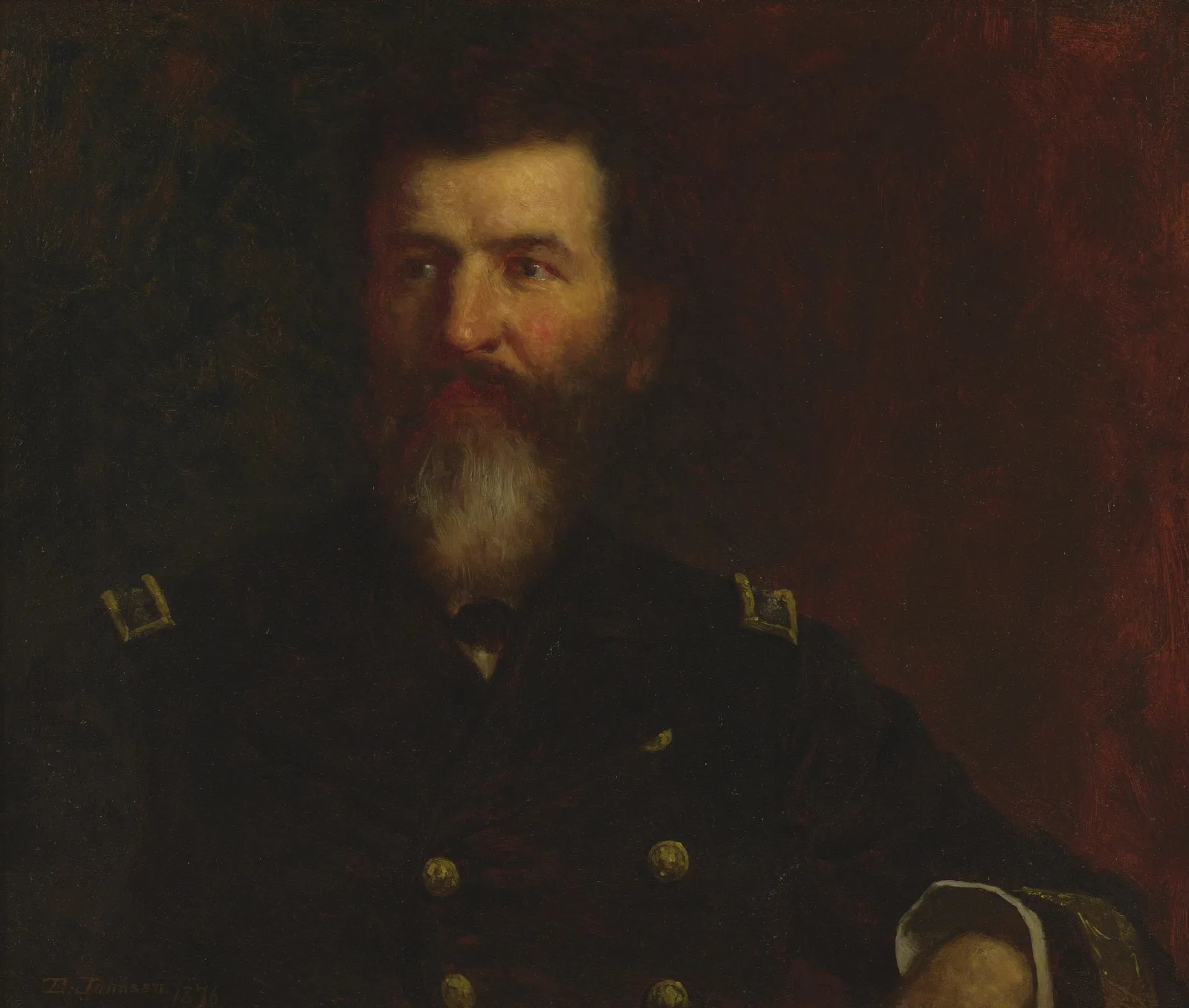 Portrait Of Commodore Philip Carrigan Johnson Jr Wall Art by Eastman Johnson - Canvas Print