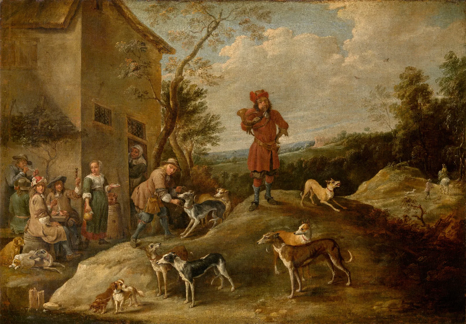 Resting Hunters Wall Art by David Teniers The Younger - Canvas Print