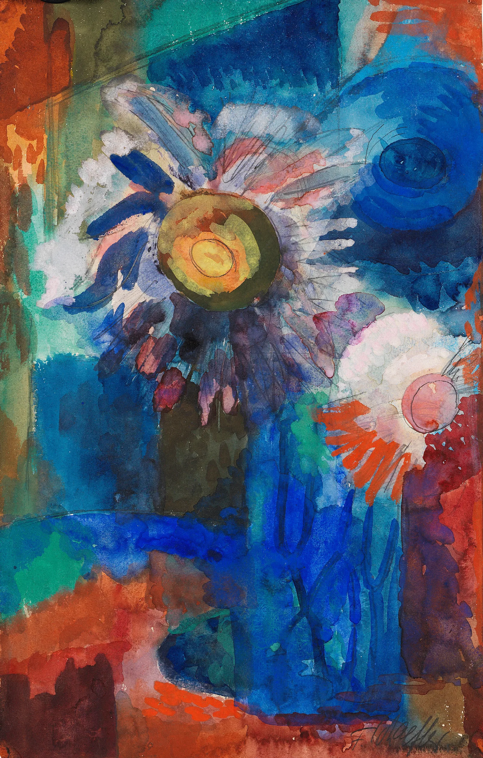 Blumen In Blauer Vase Wall Art by Fritz Schaefler - Canvas Print