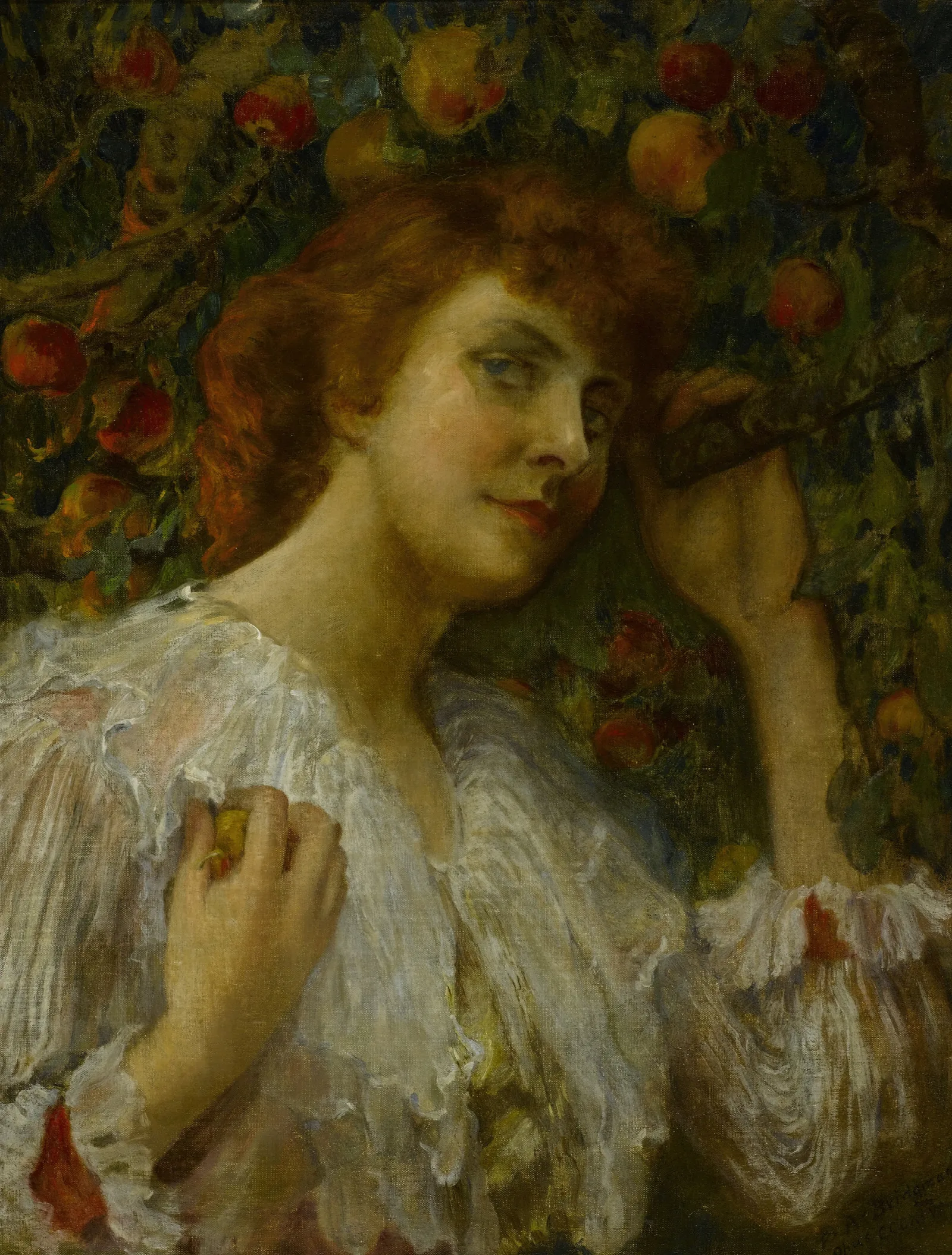Lady With Peaches Wall Art by Frederick Arthur Bridgman - Canvas Print