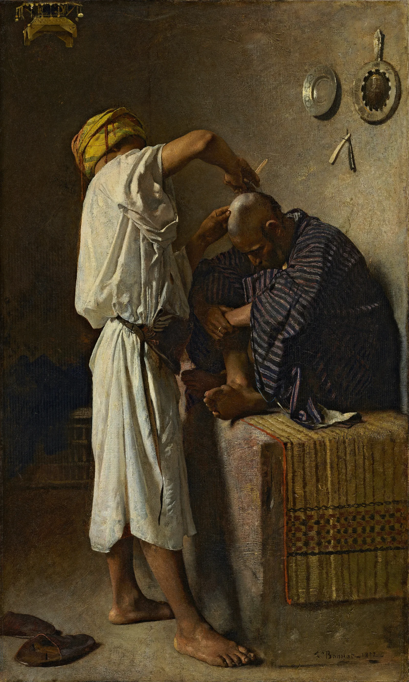 An Oriental Barbershop Wall Art by Léon Bonnat - Canvas Print