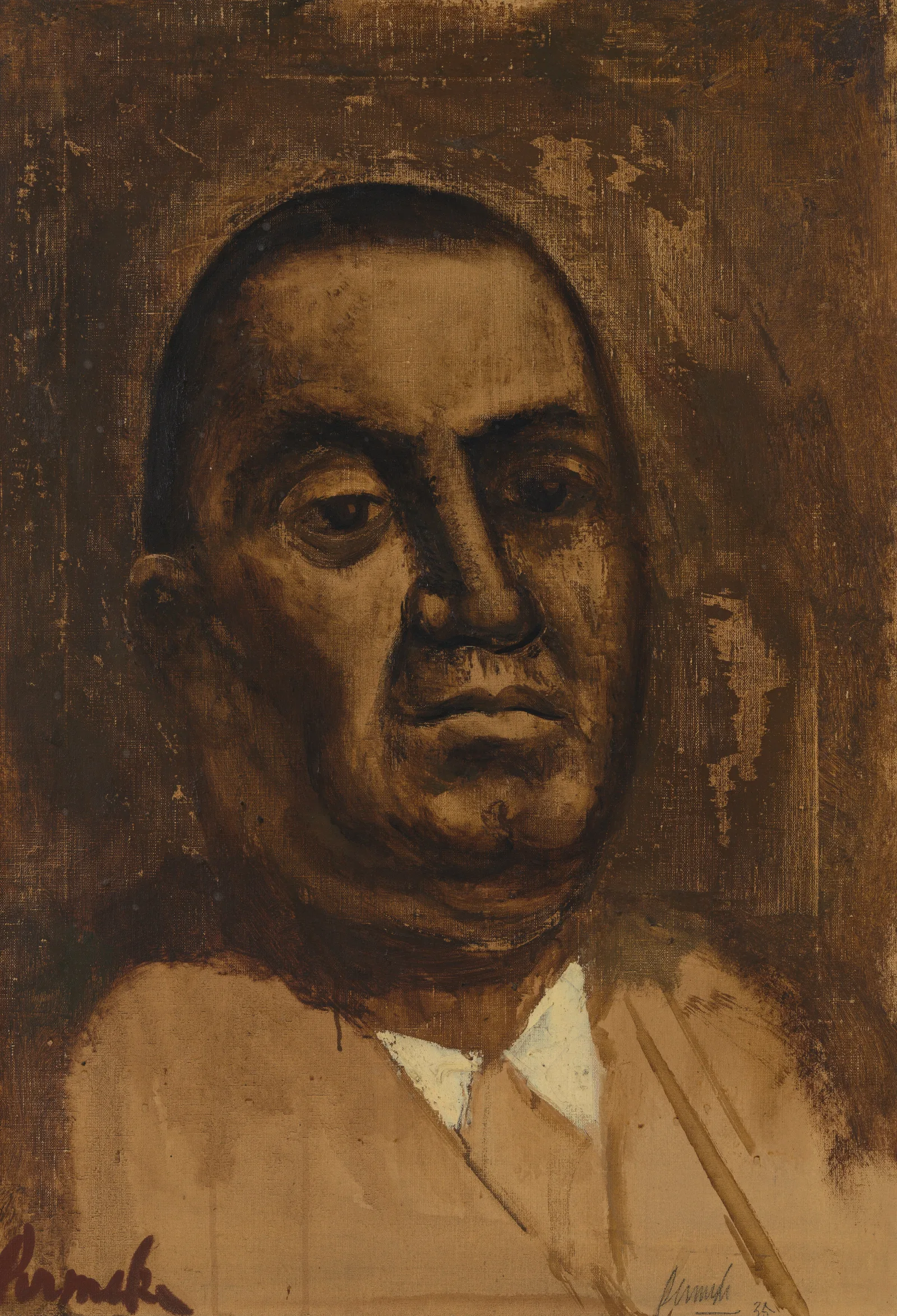 Portret Van Gustave Van Geluwe Wall Art by Constant Permeke - Canvas Print