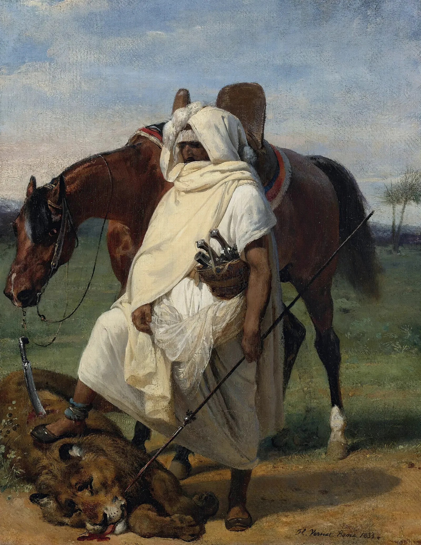 The Lion Hunter Wall Art by Horace Vernet - Canvas Print