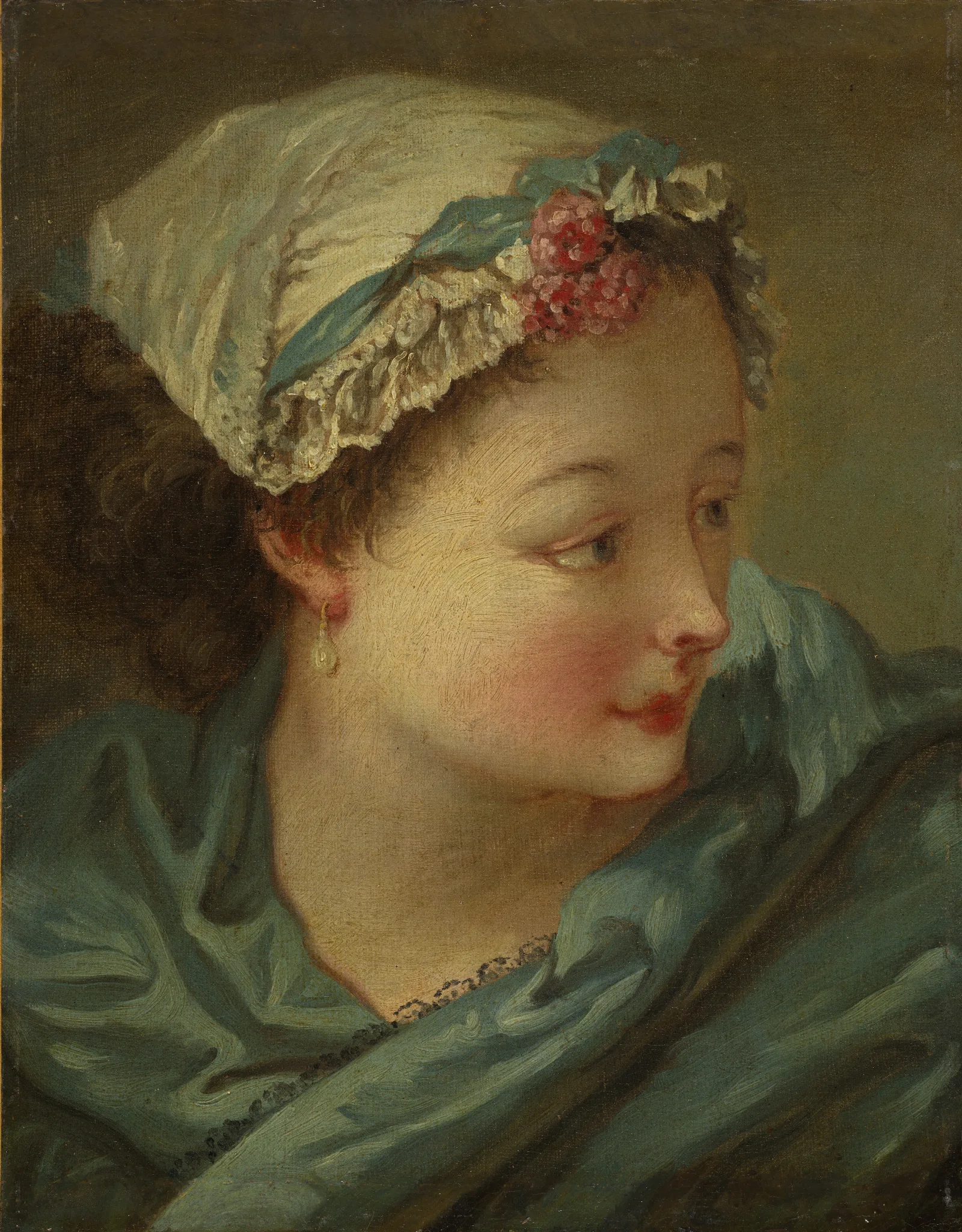 Head Of A Young Woman 9 Wall Art by François Boucher - Canvas Print