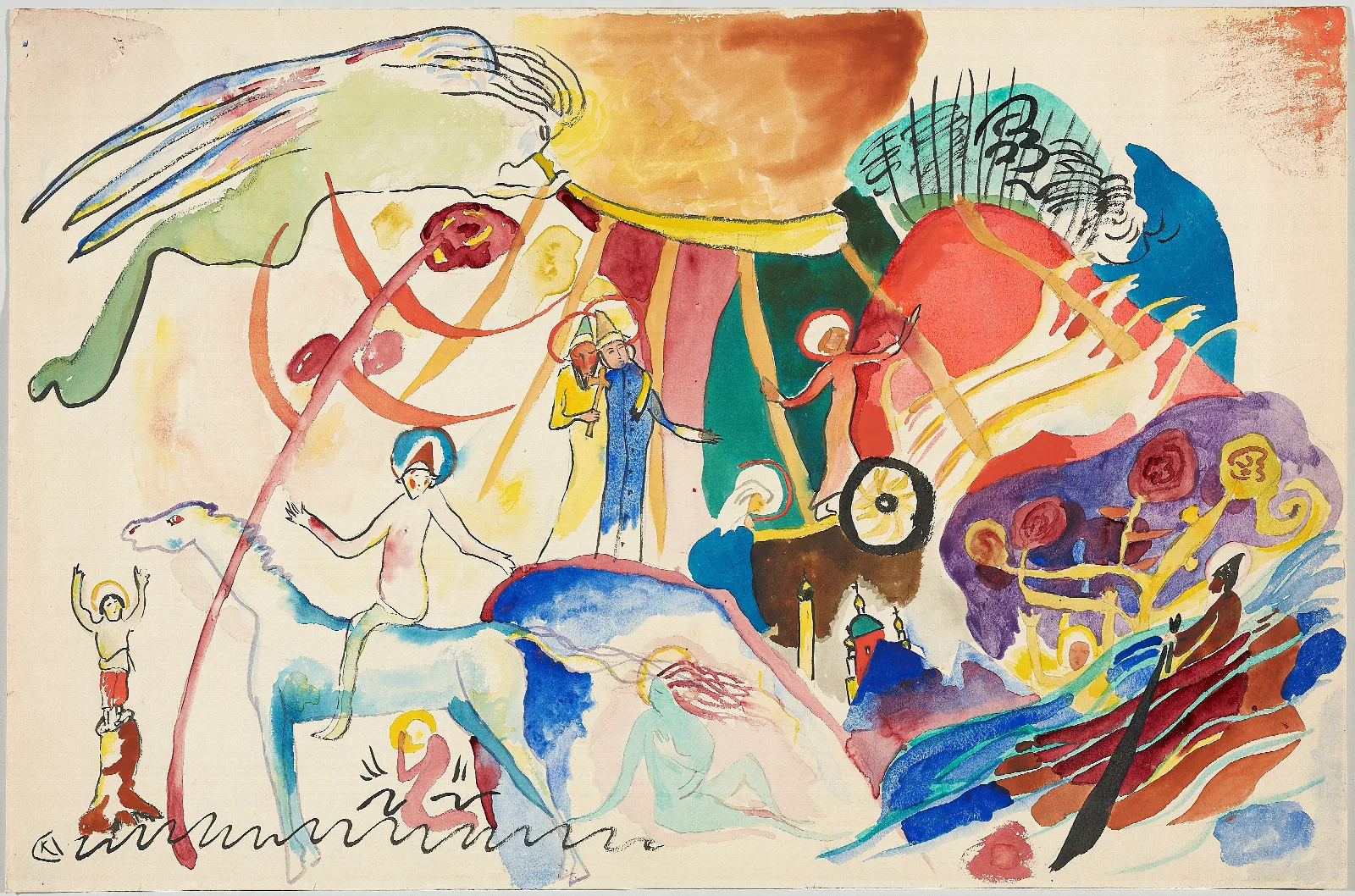 Draft For All Saints Ii Composition With Saints Wall Art by Wassily Kandinsky - Canvas Print