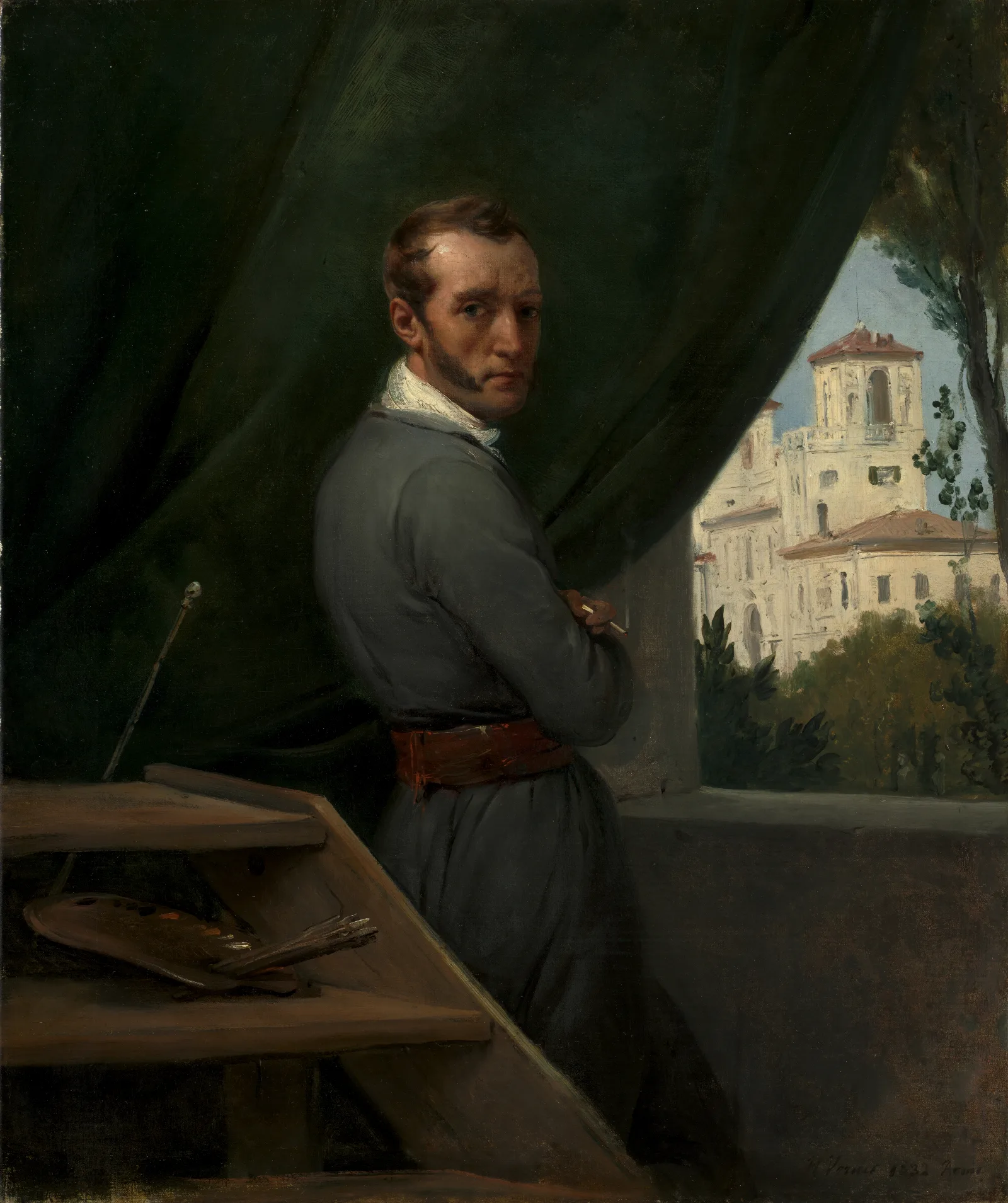 Self Portrait In Rome Wall Art by Horace Vernet - Canvas Print