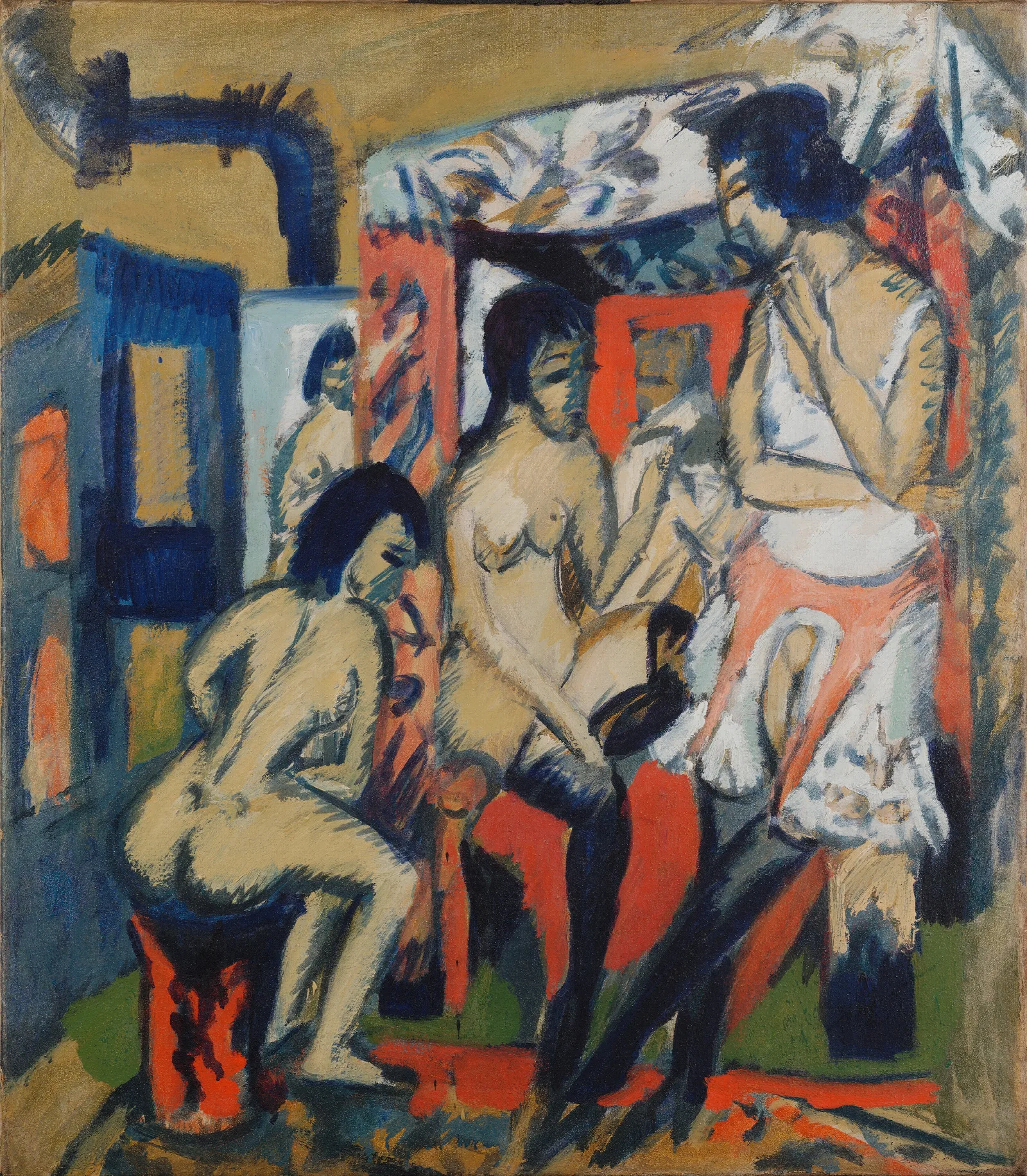 Nudes In Studio Wall Art by Ernst Ludwig Kirchner - Canvas Print
