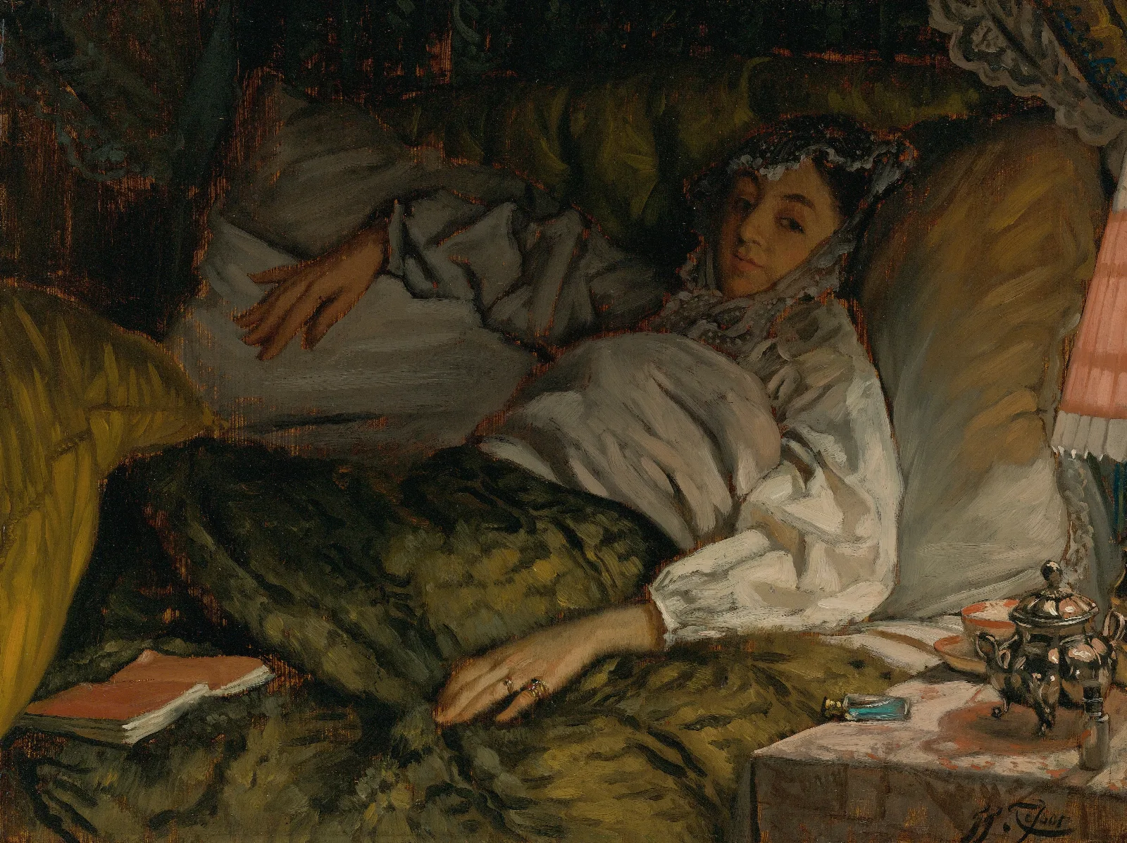 A Reclining Lady Wall Art by James Tissot - Canvas Print