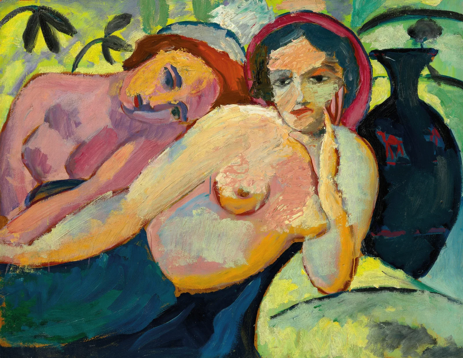 Zwei Madchen Orientalischer Entwurf Wall Art by August Macke - Canvas Print