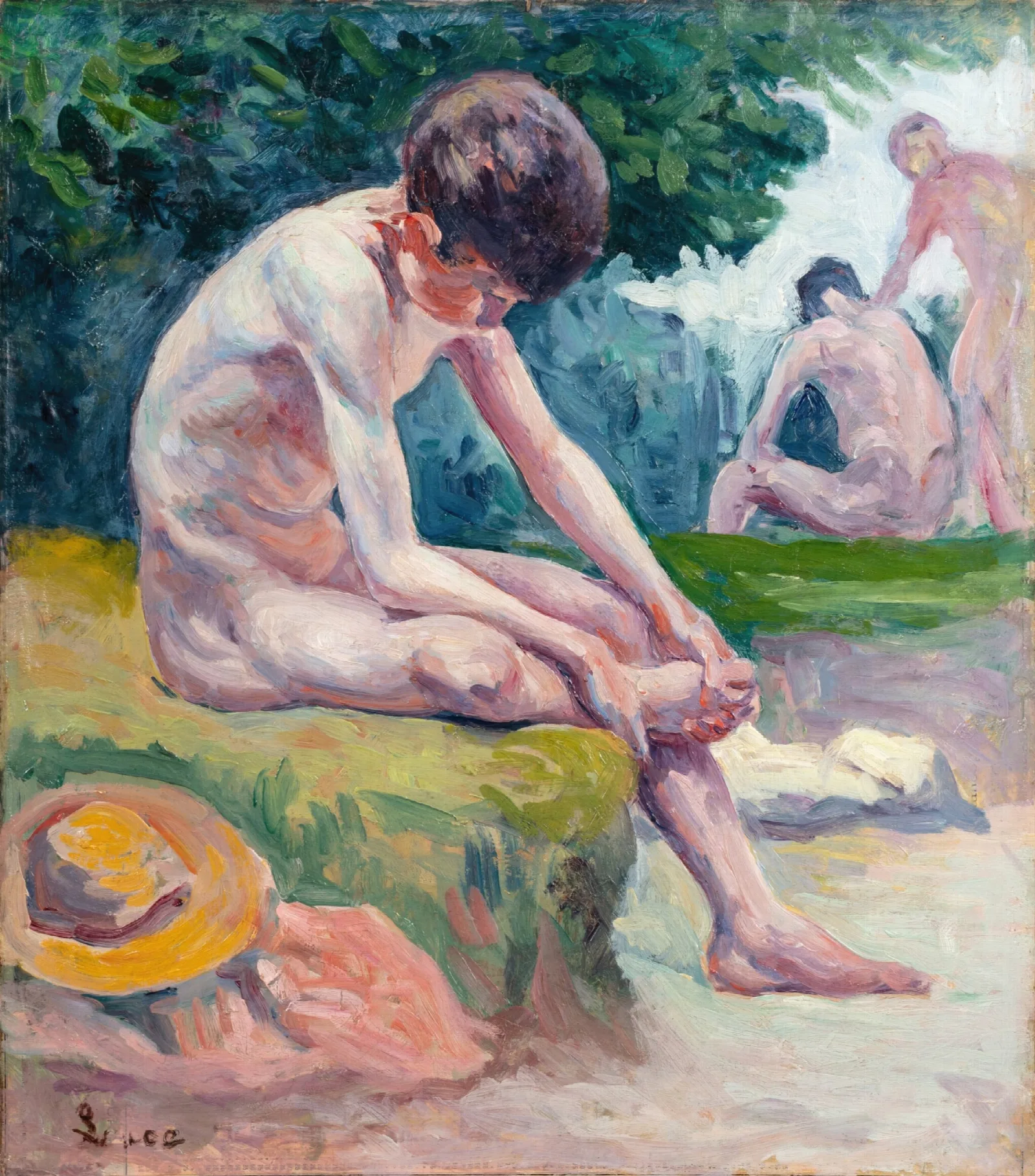 Jeunes Baigneurs Wall Art by Maximilien Luce - Canvas Print