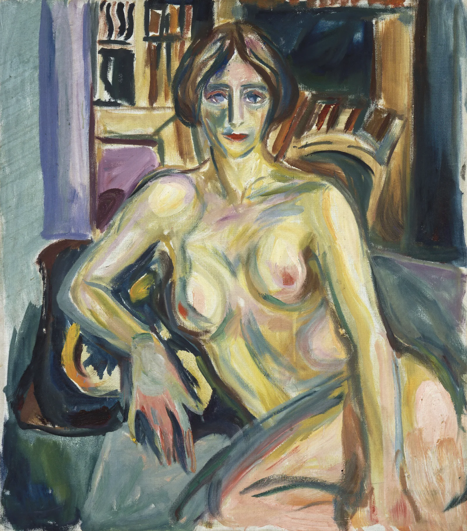 Nude Sitting On The Couch Wall Art by Edvard Munch - Canvas Print