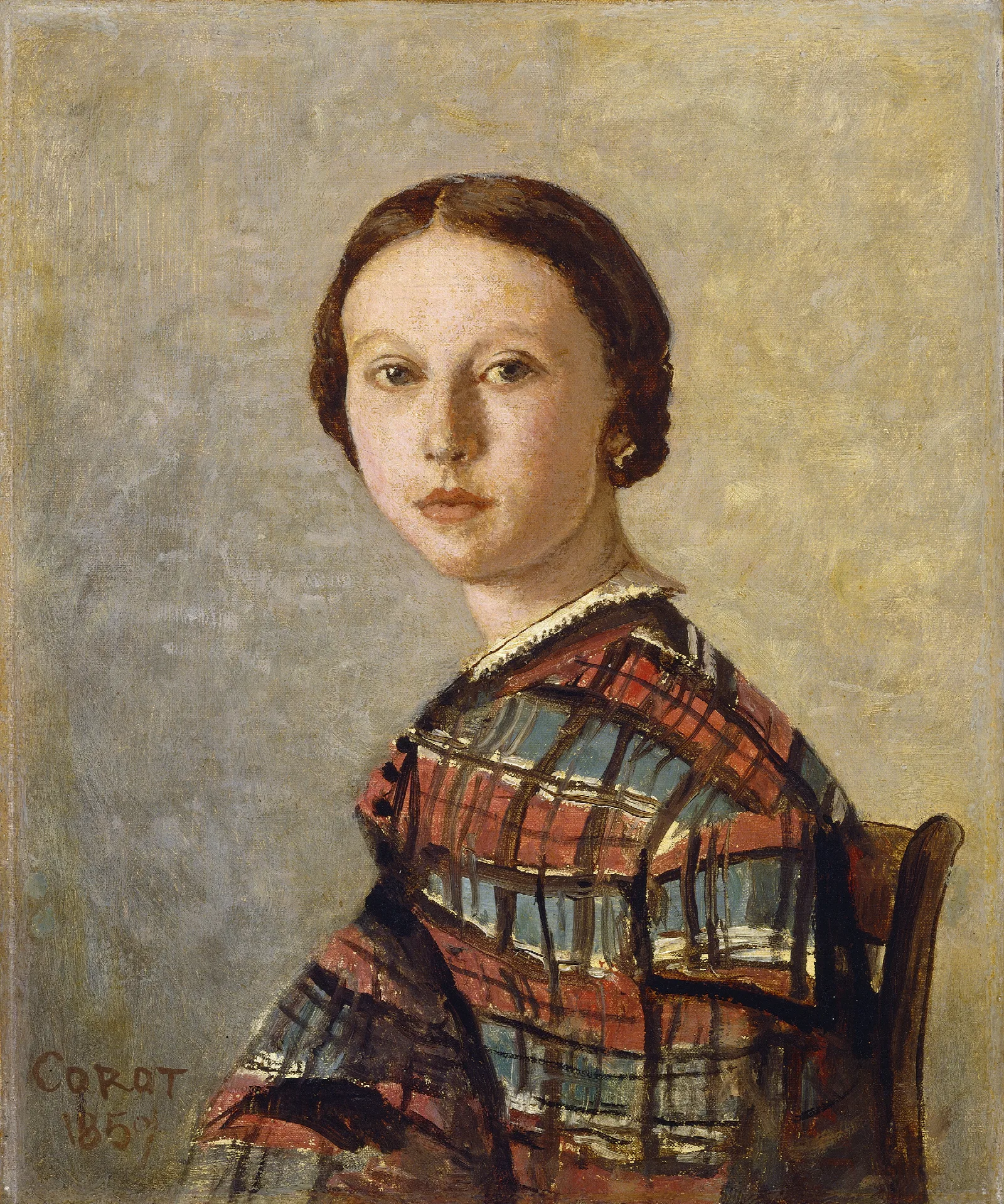 Portrait Of A Young Girl 2 Wall Art by Jean-Baptiste-Camille Corot - Canvas Print