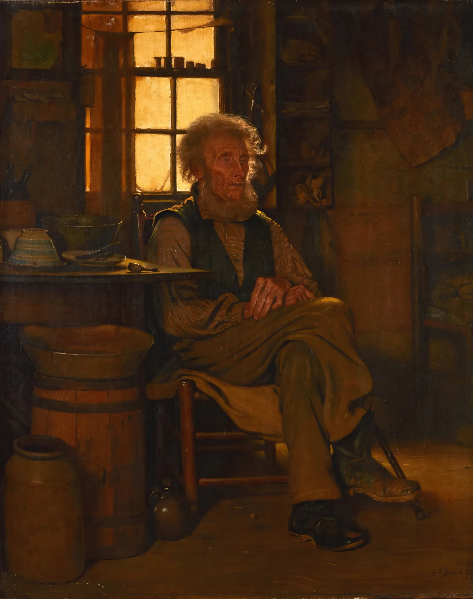 In The Shade Wall Art by John George Brown - Canvas Print