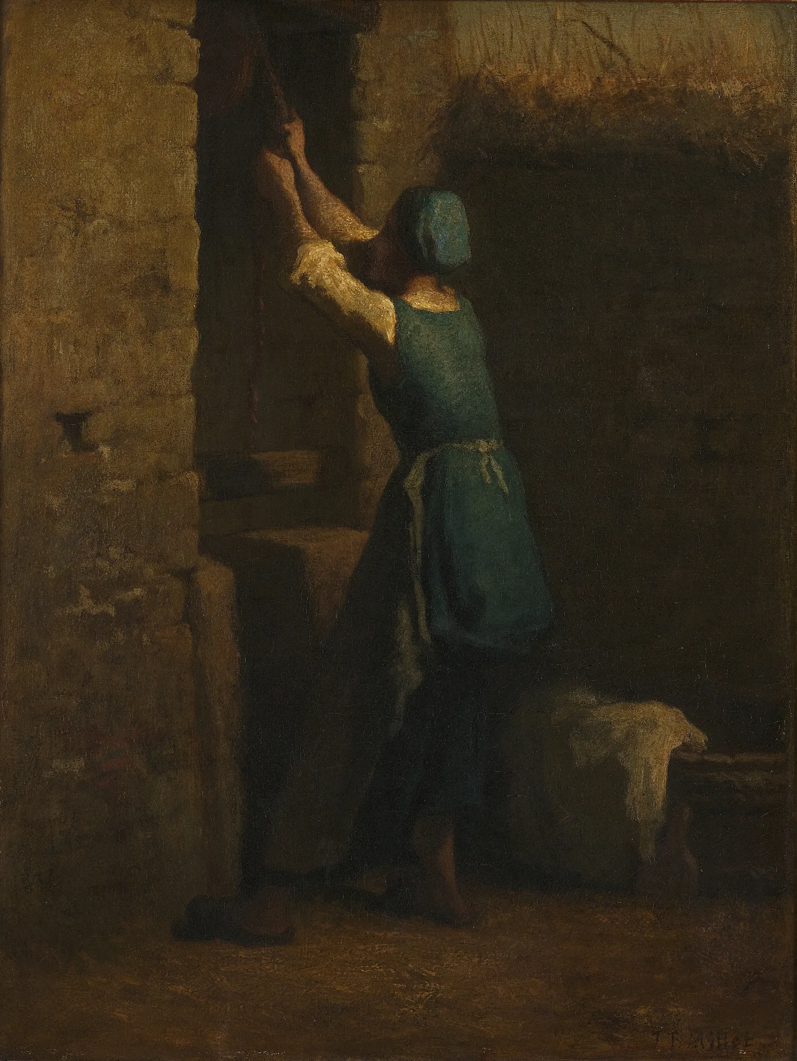 Woman At Well Wall Art by Jean-François Millet - Canvas Print