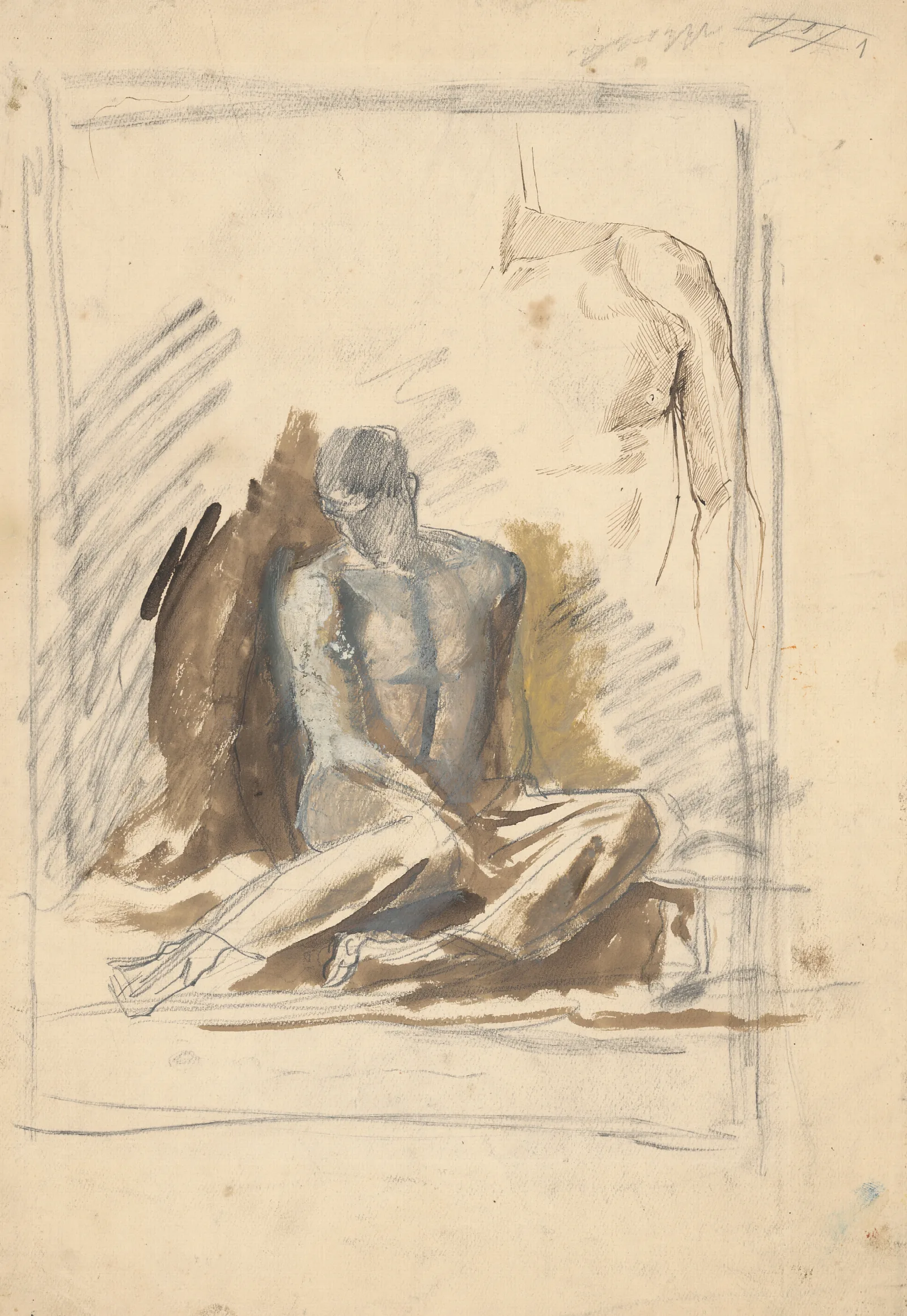 A Study Of A Seated Figure Of A Man Wall Art by Ladislav Mednyánszky - Canvas Print