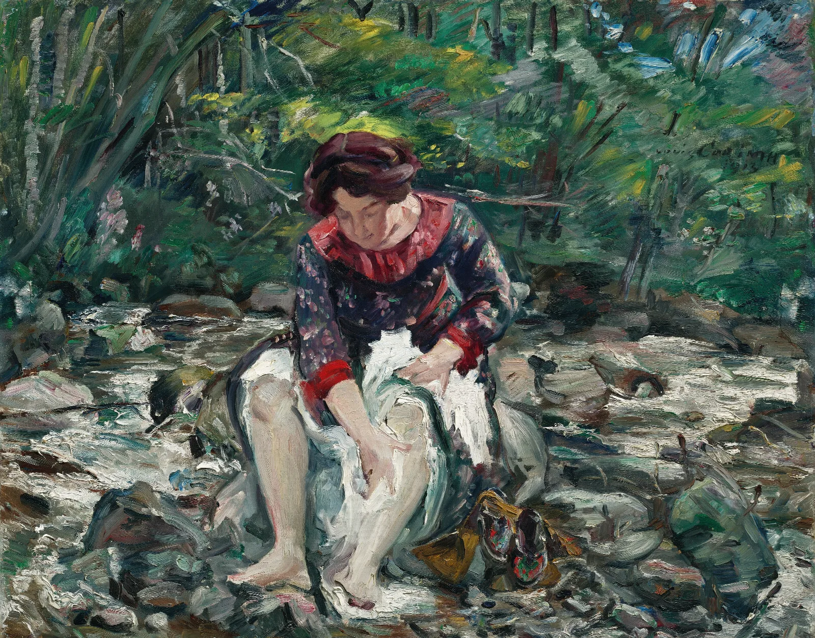 Madchen Im Waldbach Wall Art by Lovis Corinth - Canvas Print