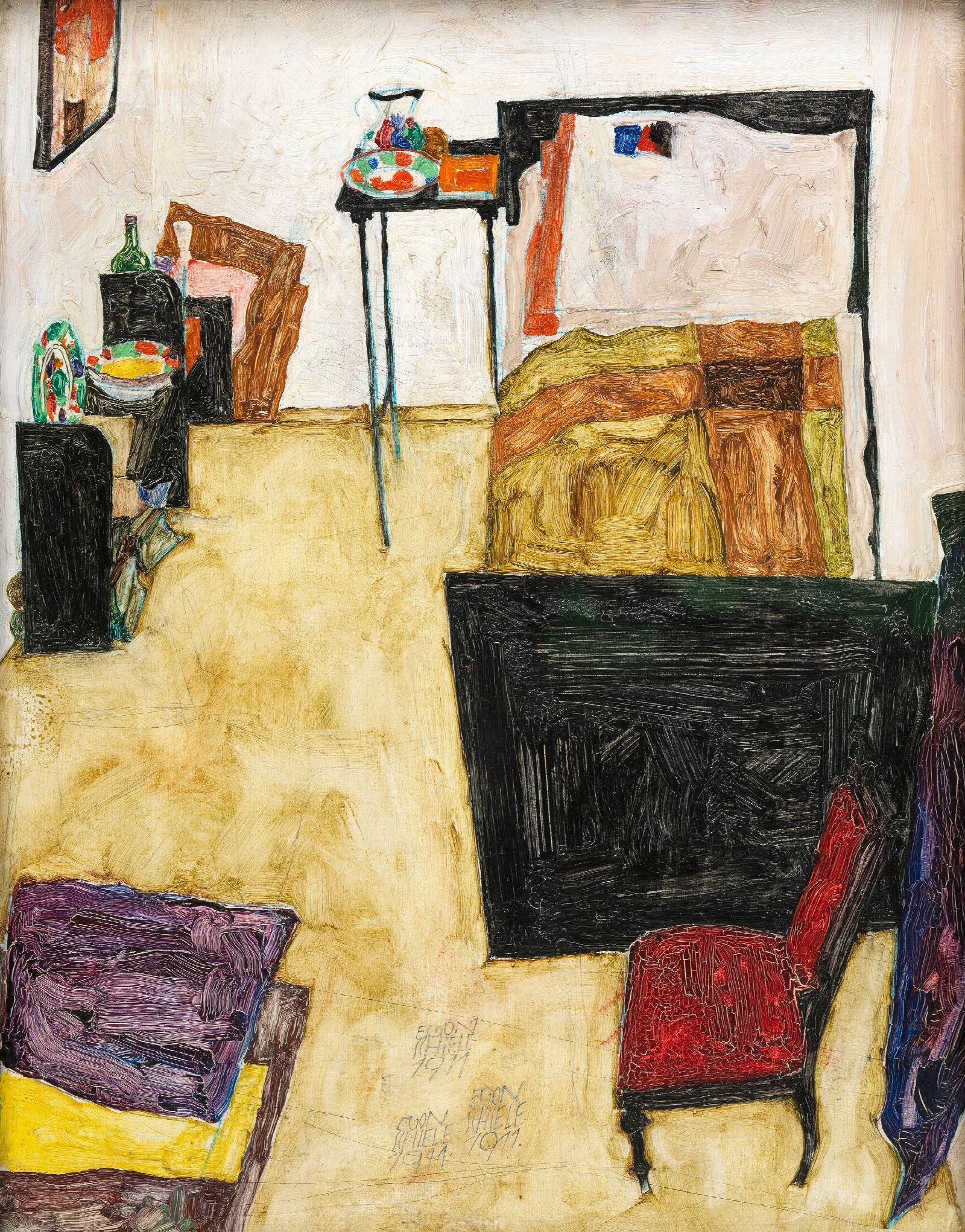Mein Wohnzimmer Das Zimmer Des Kunstlers In Neulengbach Wall Art by Egon Schiele - Canvas Print