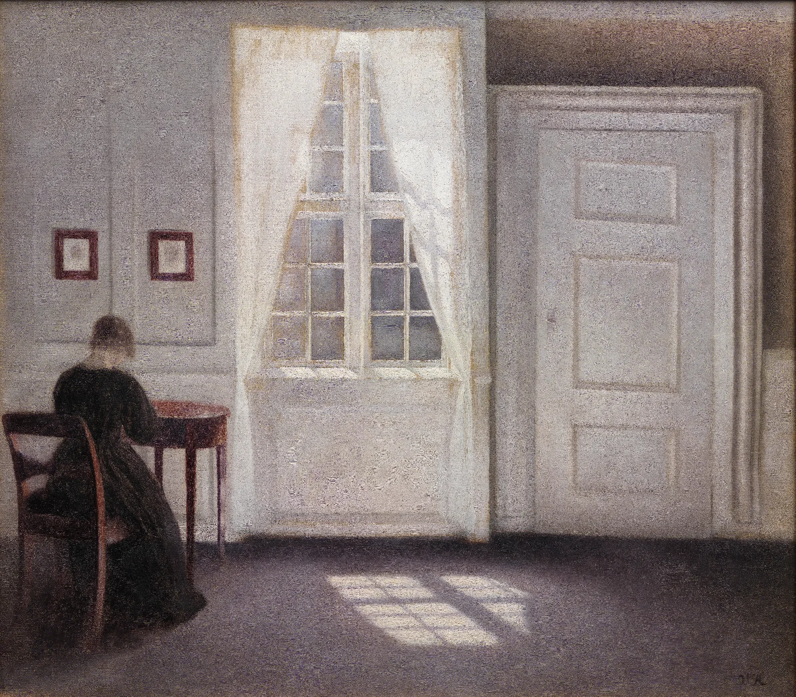 A Room In The Artists Home In Strandgade Copenhagen With The Artists Wife Wall Art by Vilhelm Hammershøi - Canvas Print
