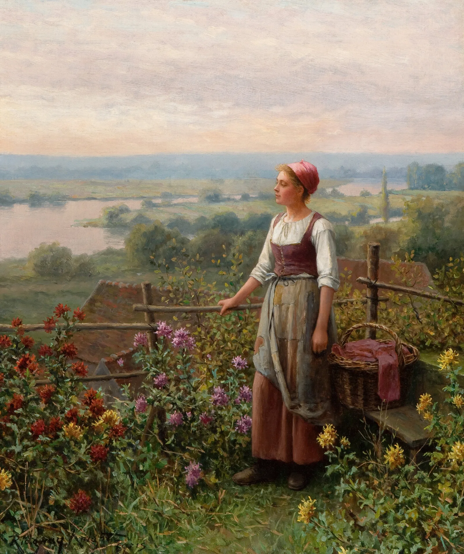 Evening At Chantemesle Wall Art by Daniel Ridgway Knight - Canvas Print