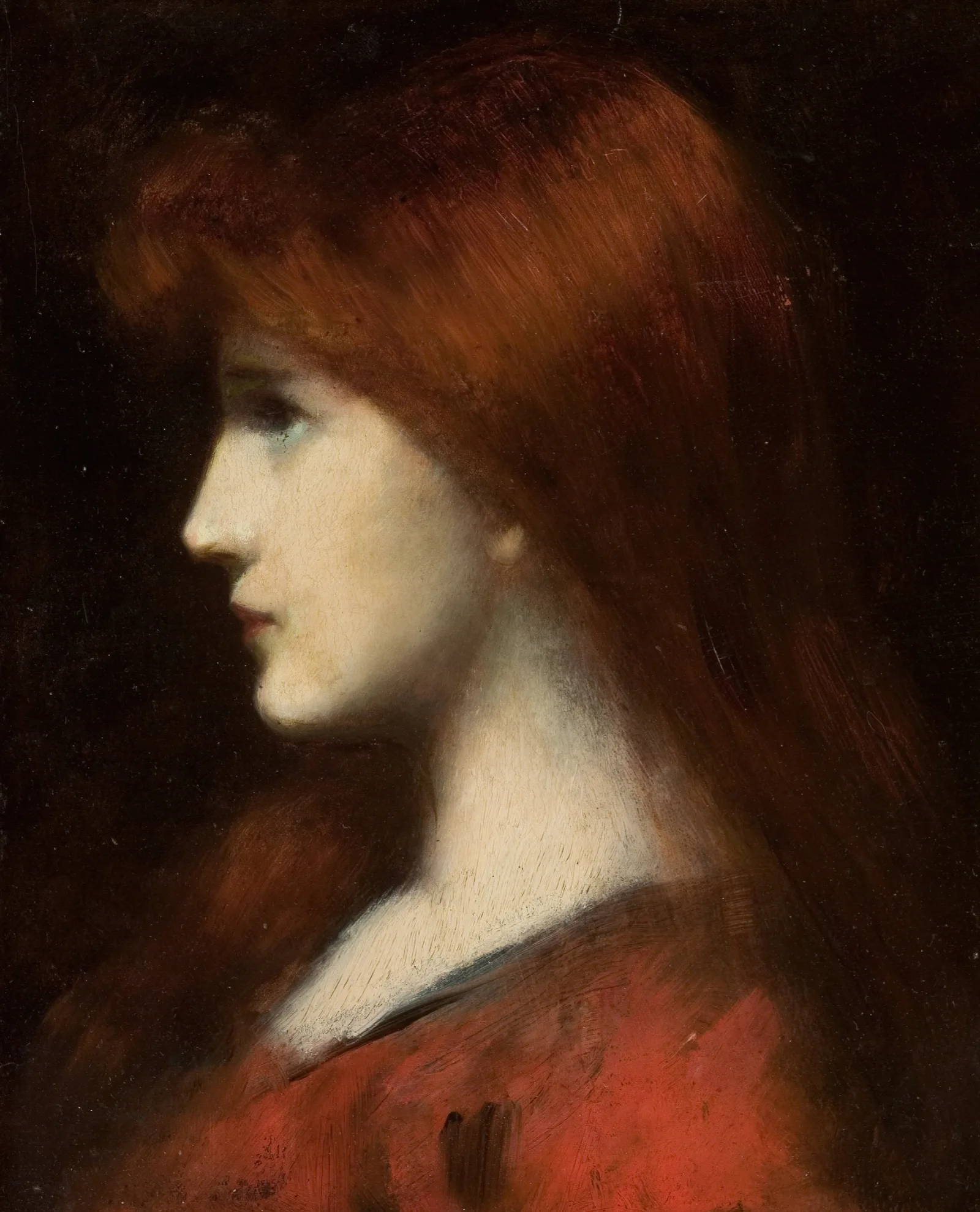 Red Haired Woman In Profile Wall Art by Jean-Jacques Henner - Canvas Print