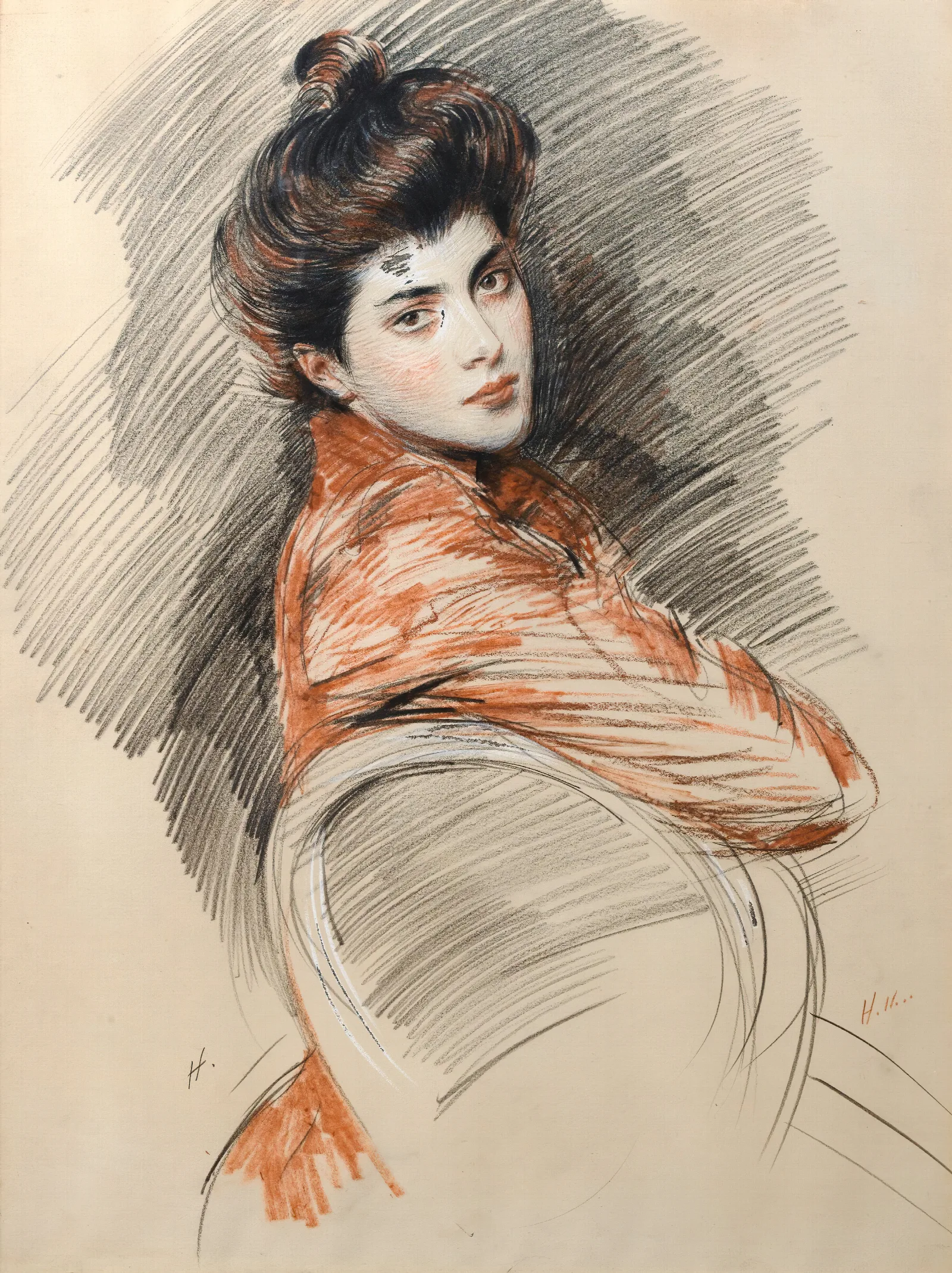 Portrait Of Elisabeth Van Biema Wall Art by Paul César Helleu - Canvas Print