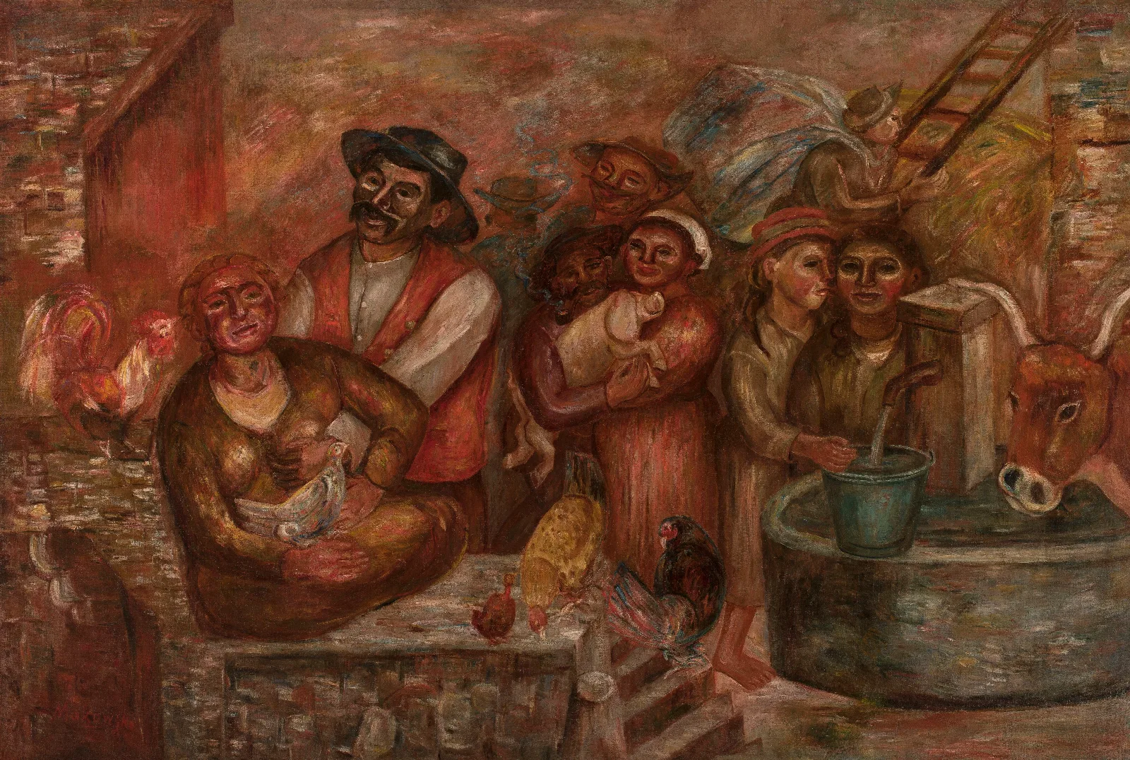 Villagers 3 Wall Art by Tadeusz Makowski - Canvas Print