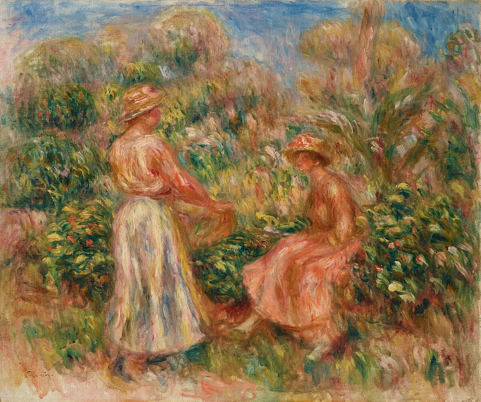 Deux Femmes Dans Le Jardin De Cagnes Wall Art by Pierre-Auguste Renoir - Canvas Print